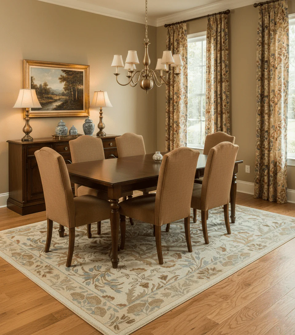 Beige And Brown Traditional Floral Design Hand Tufted 8x10 Wool Area Rug - Image 2