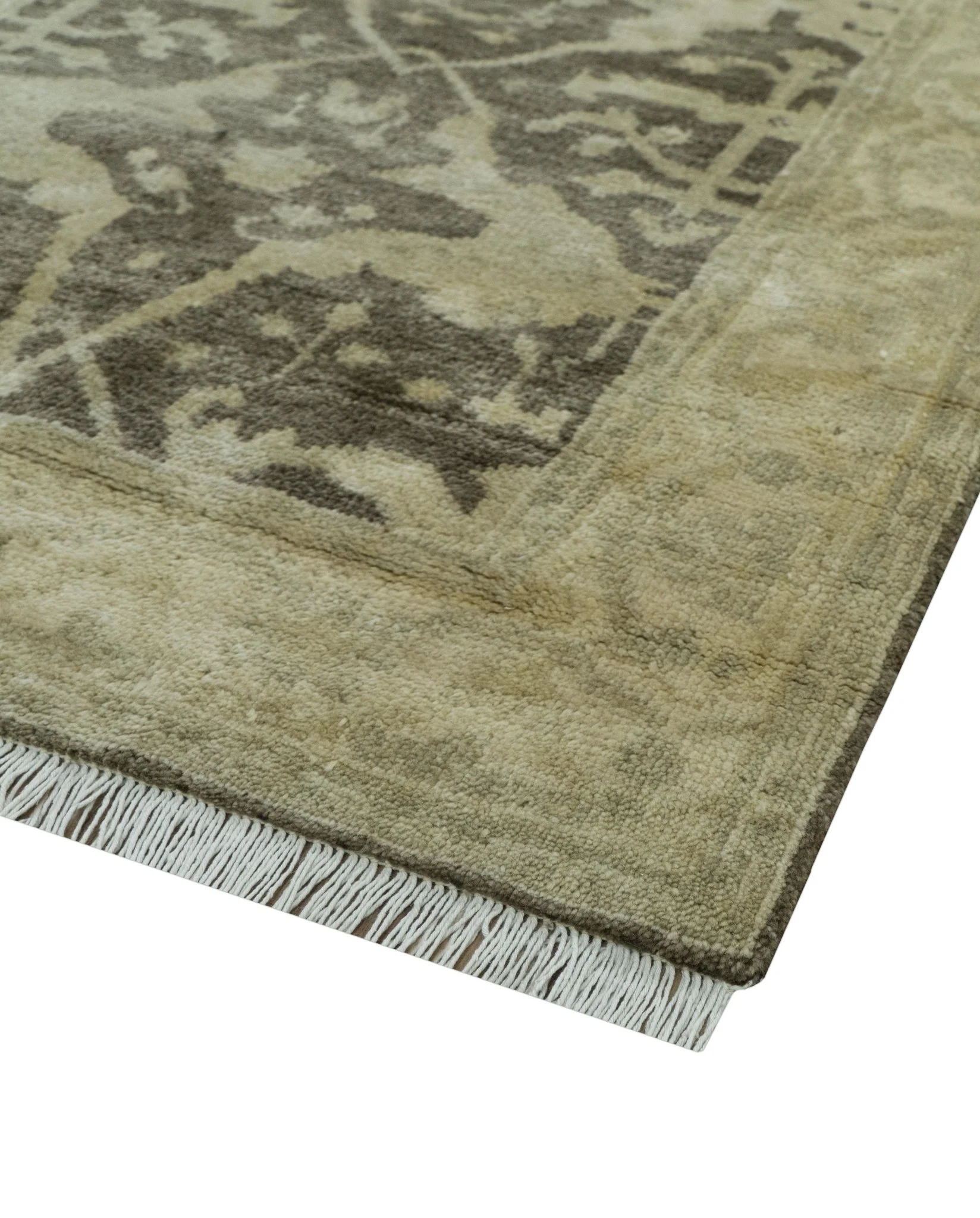 Beige And Brown Traditional Oushak Design Hand Knotted 3x5 wool area rug - Image 7