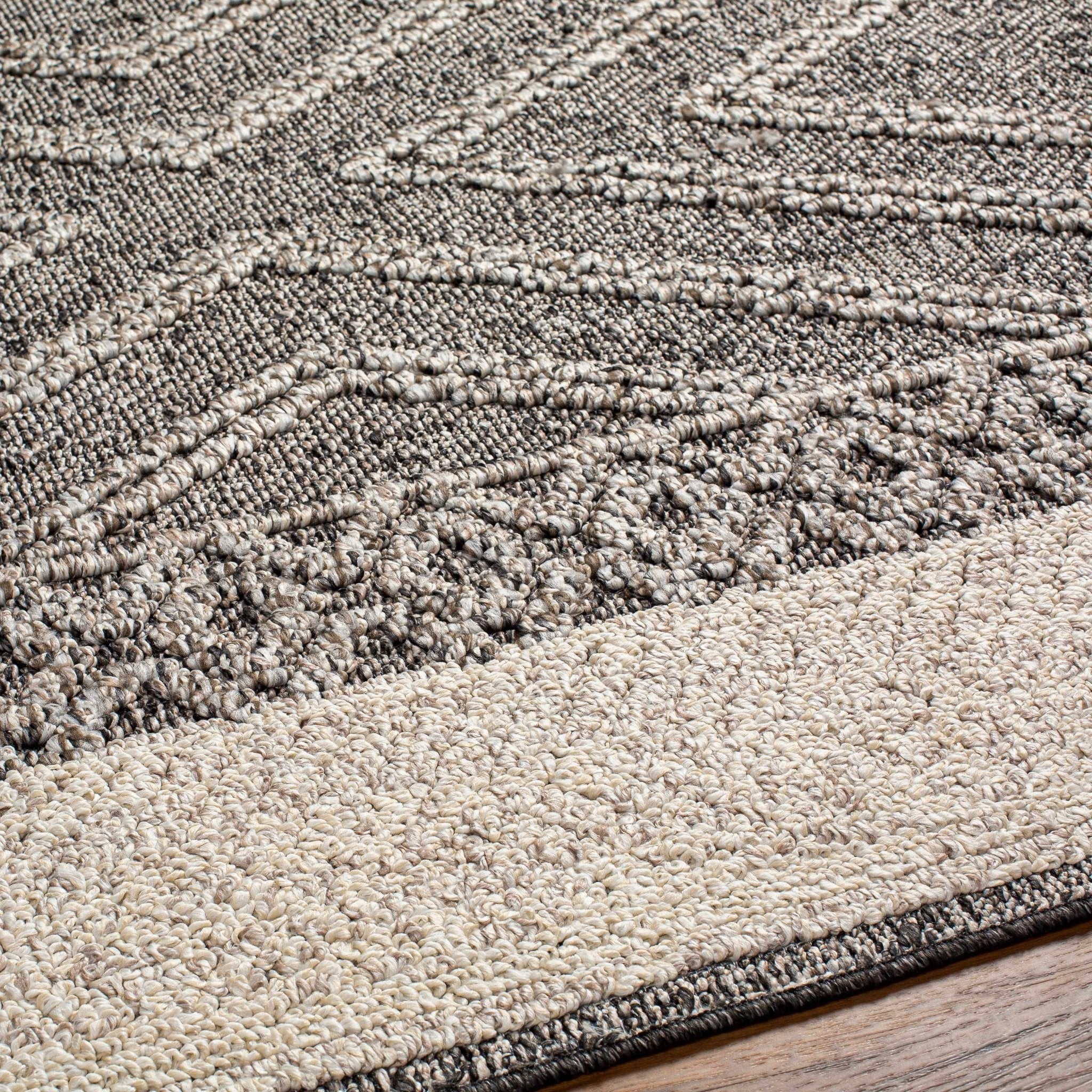 Modern Geometrical Beige and Charcoal Chevron Design Outdoor Safe Area Rug - Image 5