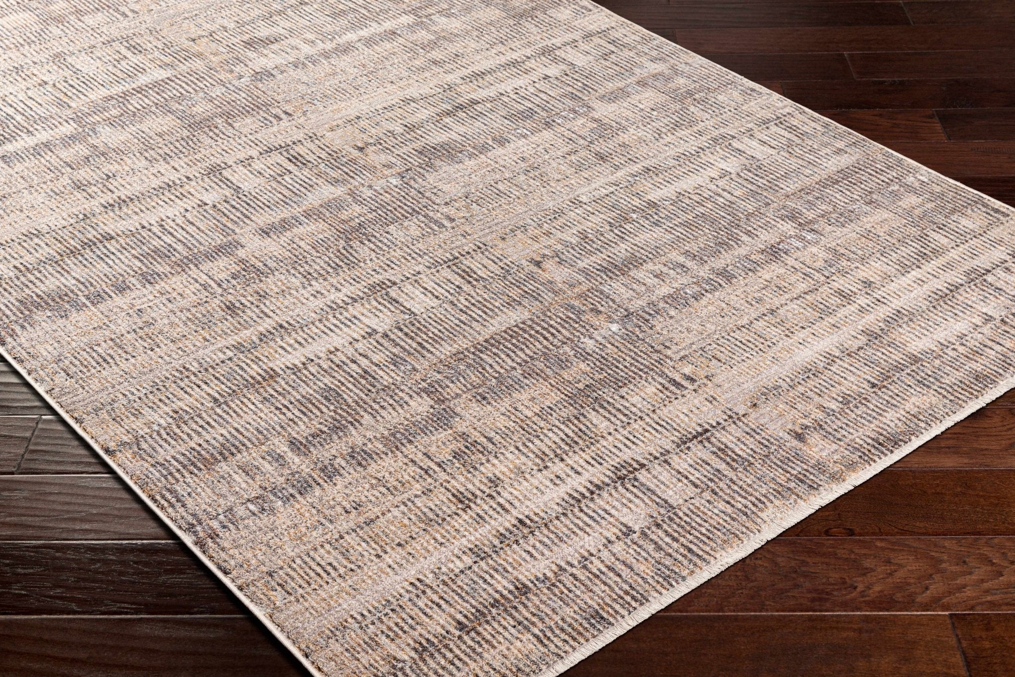 Beige And Charcoal Contemporary Style Machine Woven Rug - Image 2