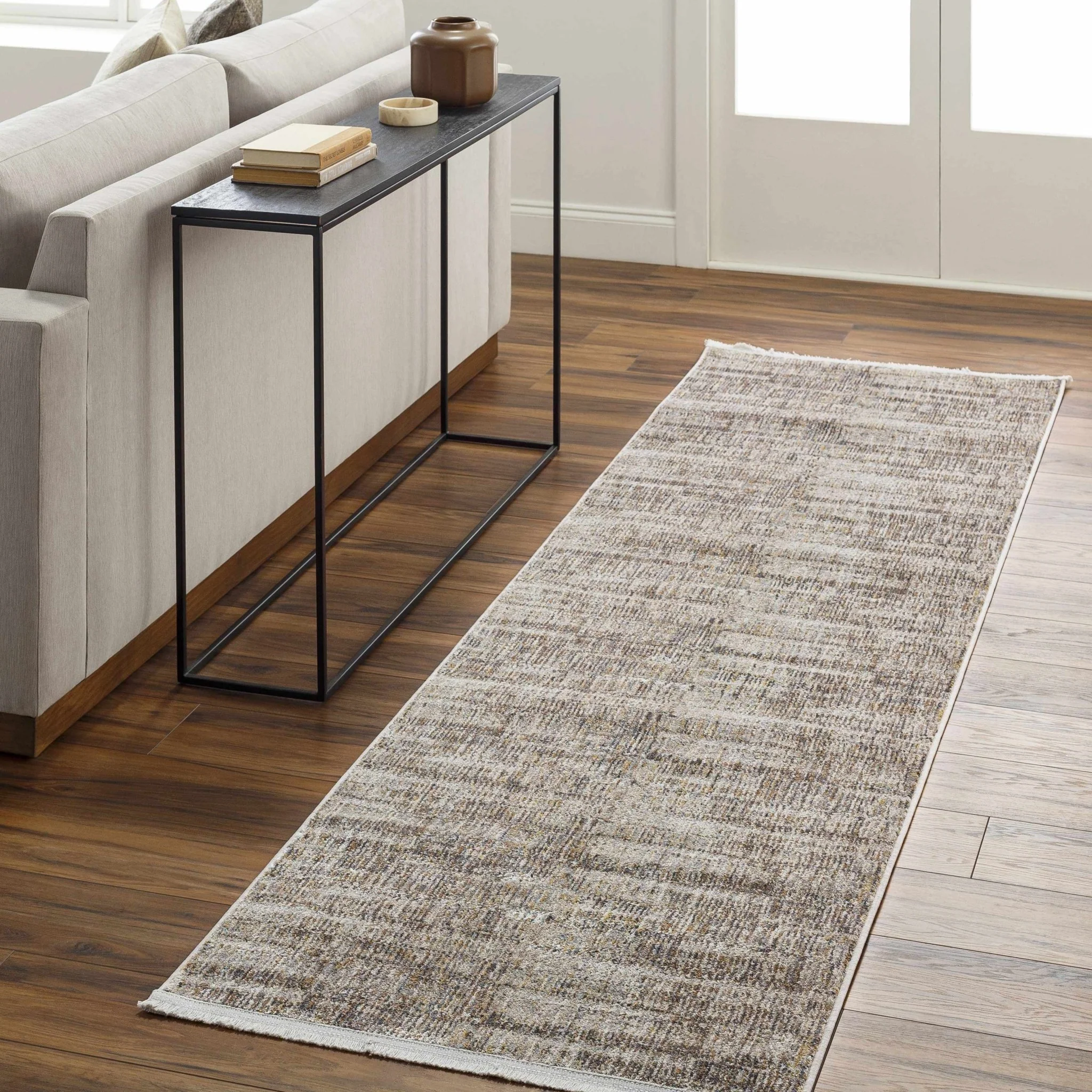 Beige And Charcoal Contemporary Style Machine Woven Rug - Image 9