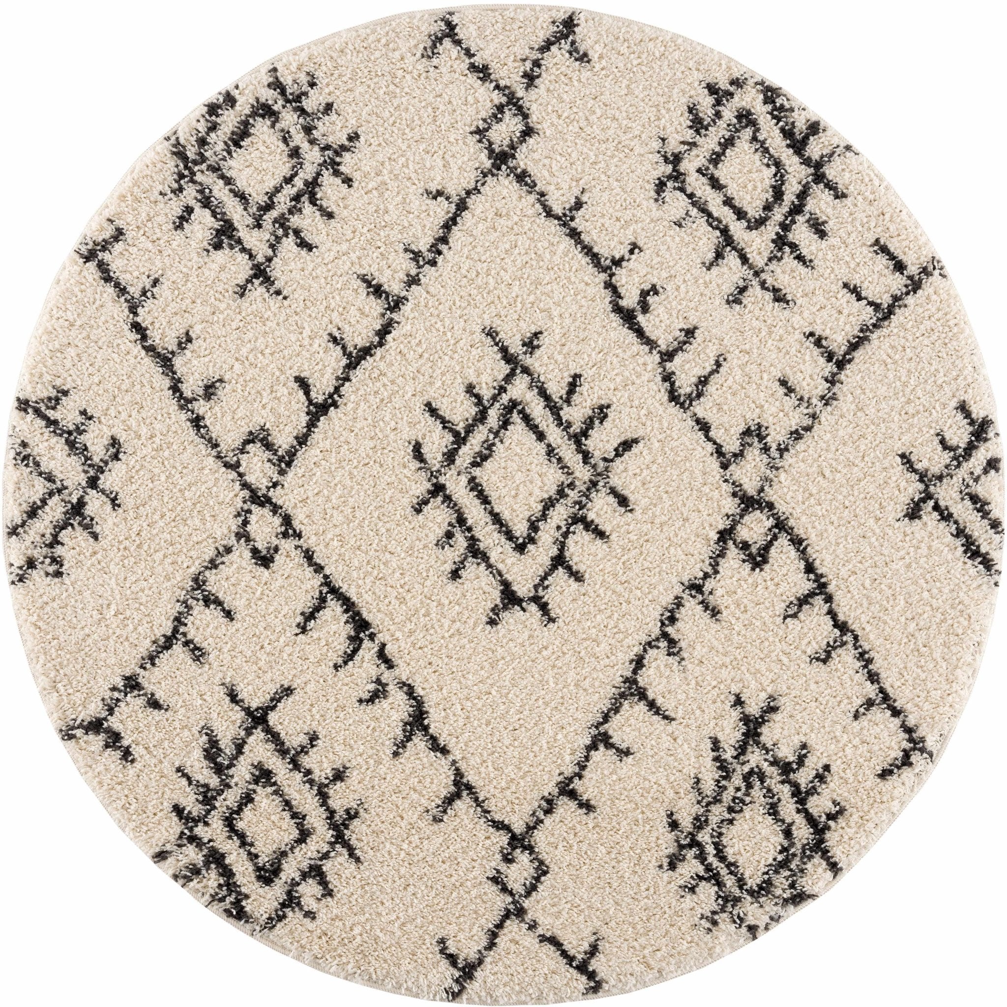 Beige and Charcoal Traditional Geometrical Design Machine Woven Moroccan Multi Size Rug - Image 14