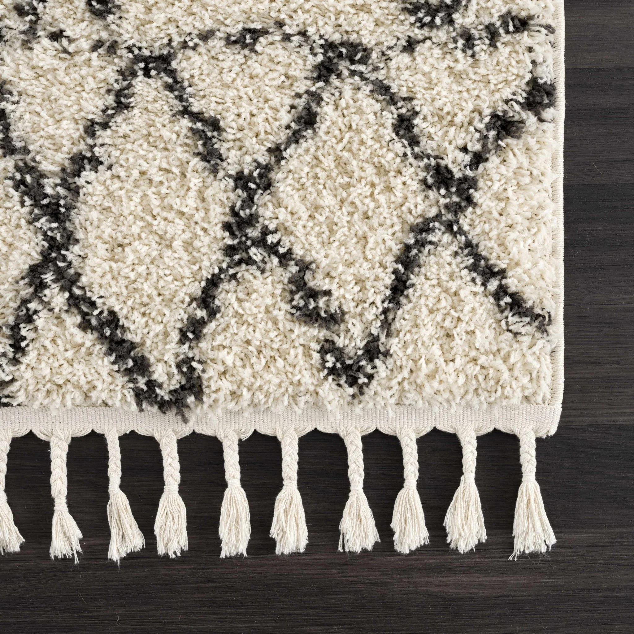 Beige and Charcoal Traditional Geometrical Design Machine Woven Moroccan Multi Size Rug - Image 20