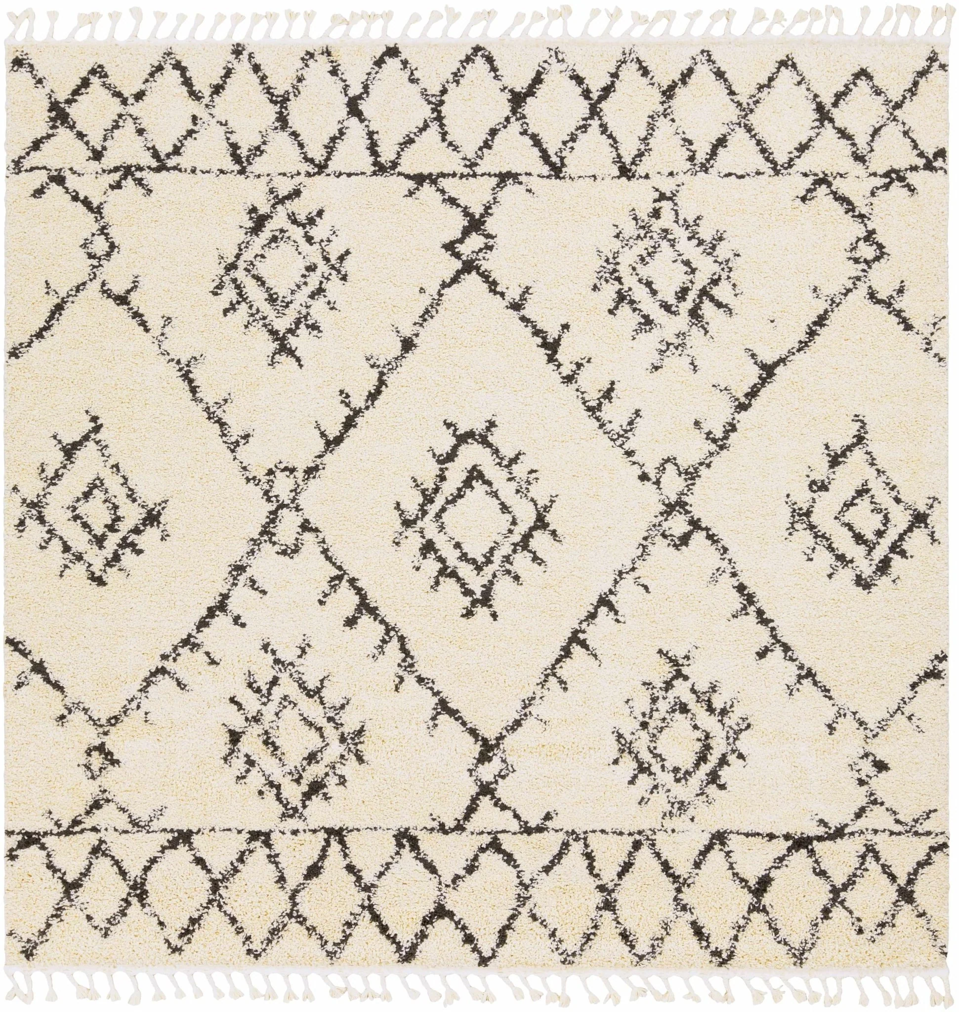 Beige and Charcoal Traditional Geometrical Design Machine Woven Moroccan Multi Size Rug - Image 22
