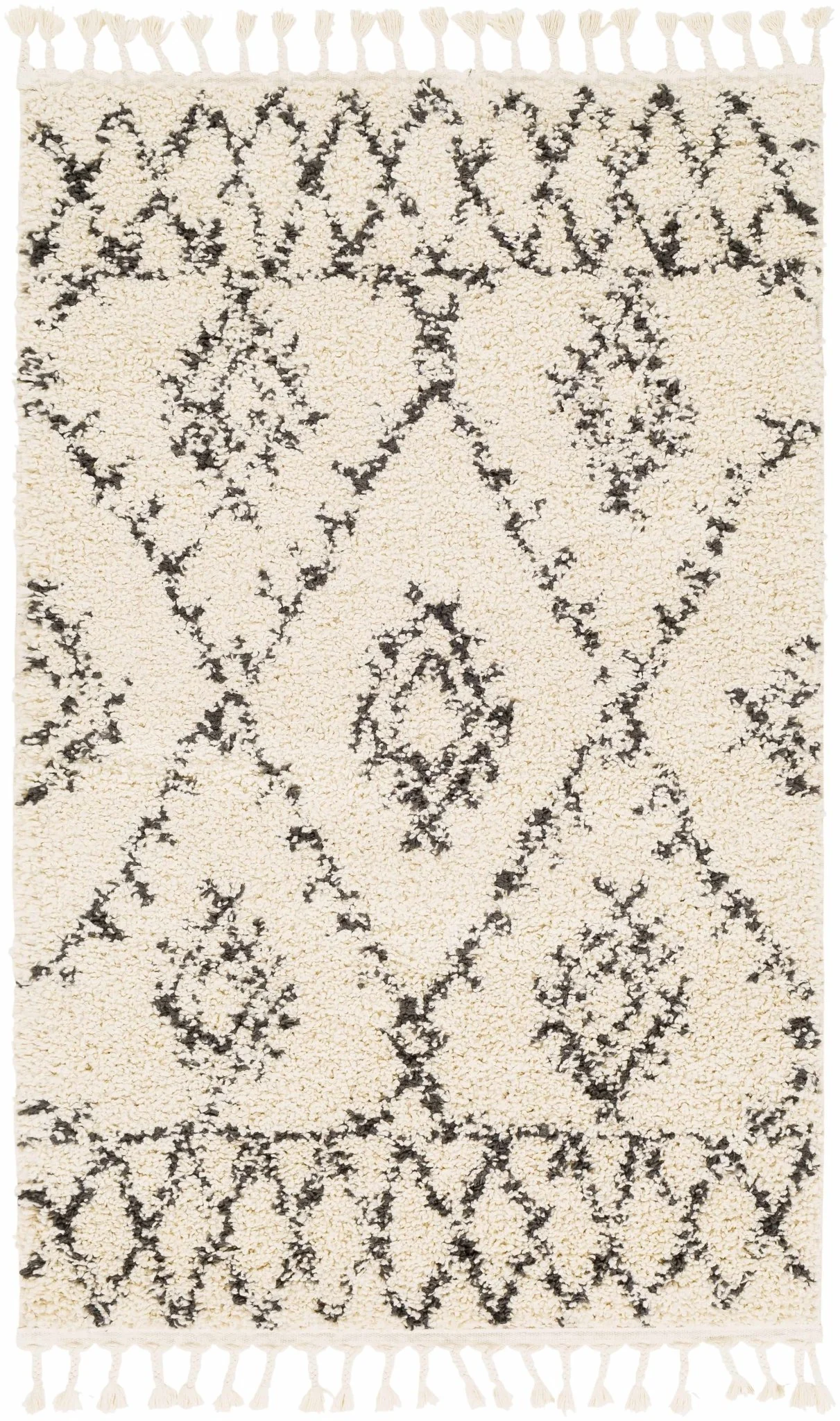 Beige and Charcoal Traditional Geometrical Design Machine Woven Moroccan Multi Size Rug - Image 23