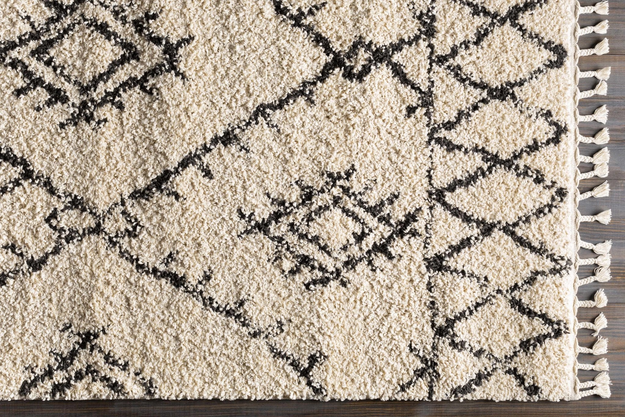 Beige and Charcoal Traditional Geometrical Design Machine Woven Moroccan Multi Size Rug - Image 25