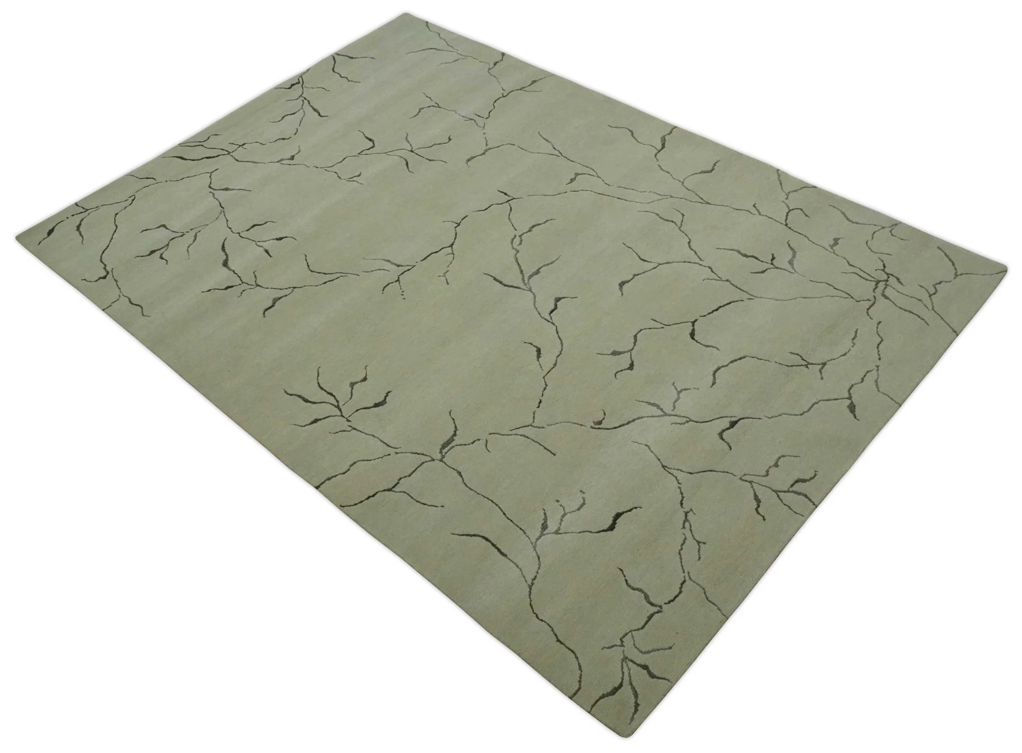 Beige and Charcoal Hand loom Crack Design 6x9 wool and Art Silk Area Rug - Image 10