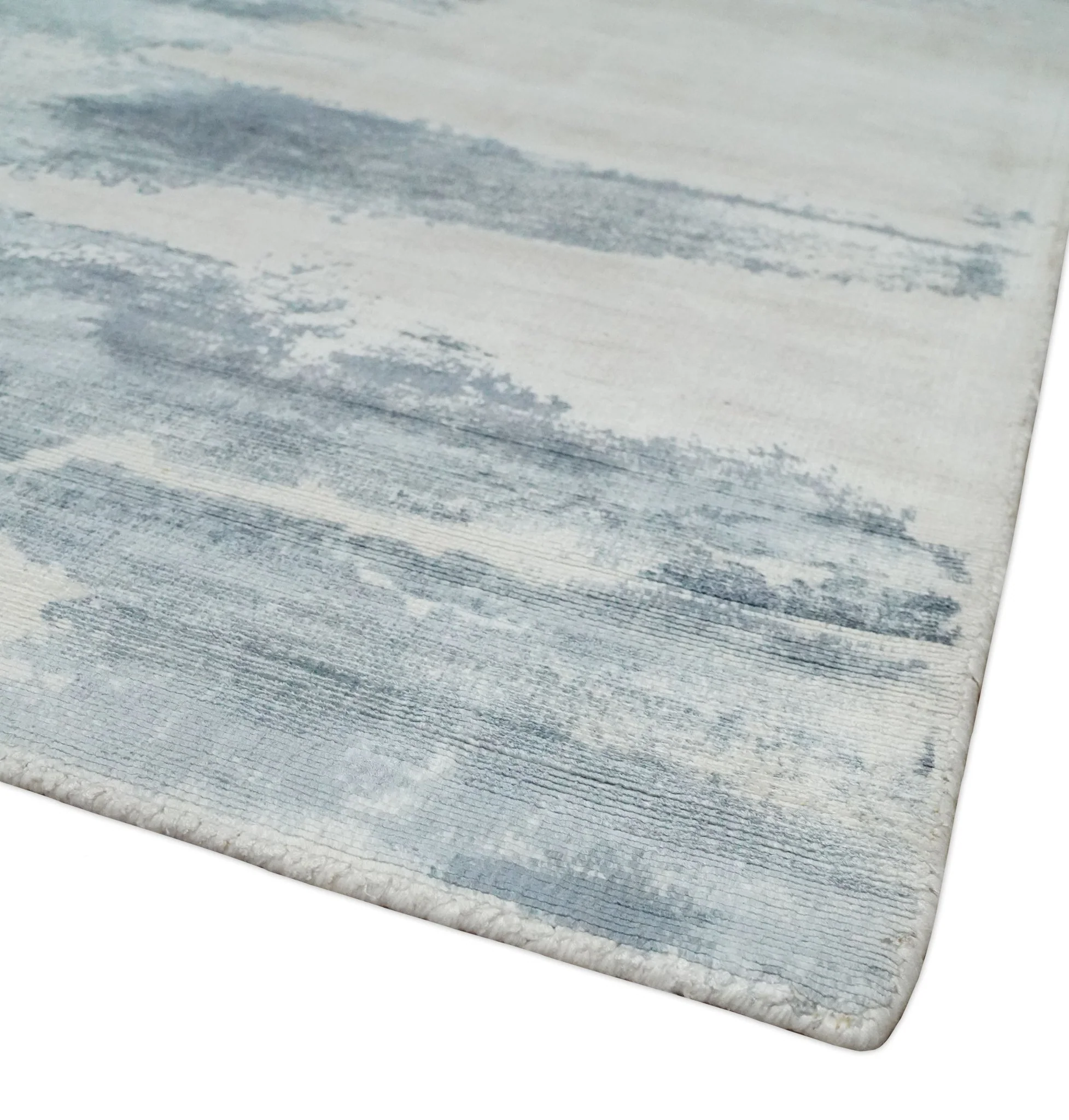 8x10 Beige and Gray Modern Abstract Handmade Fine Art Silk Area Rug - Image 5