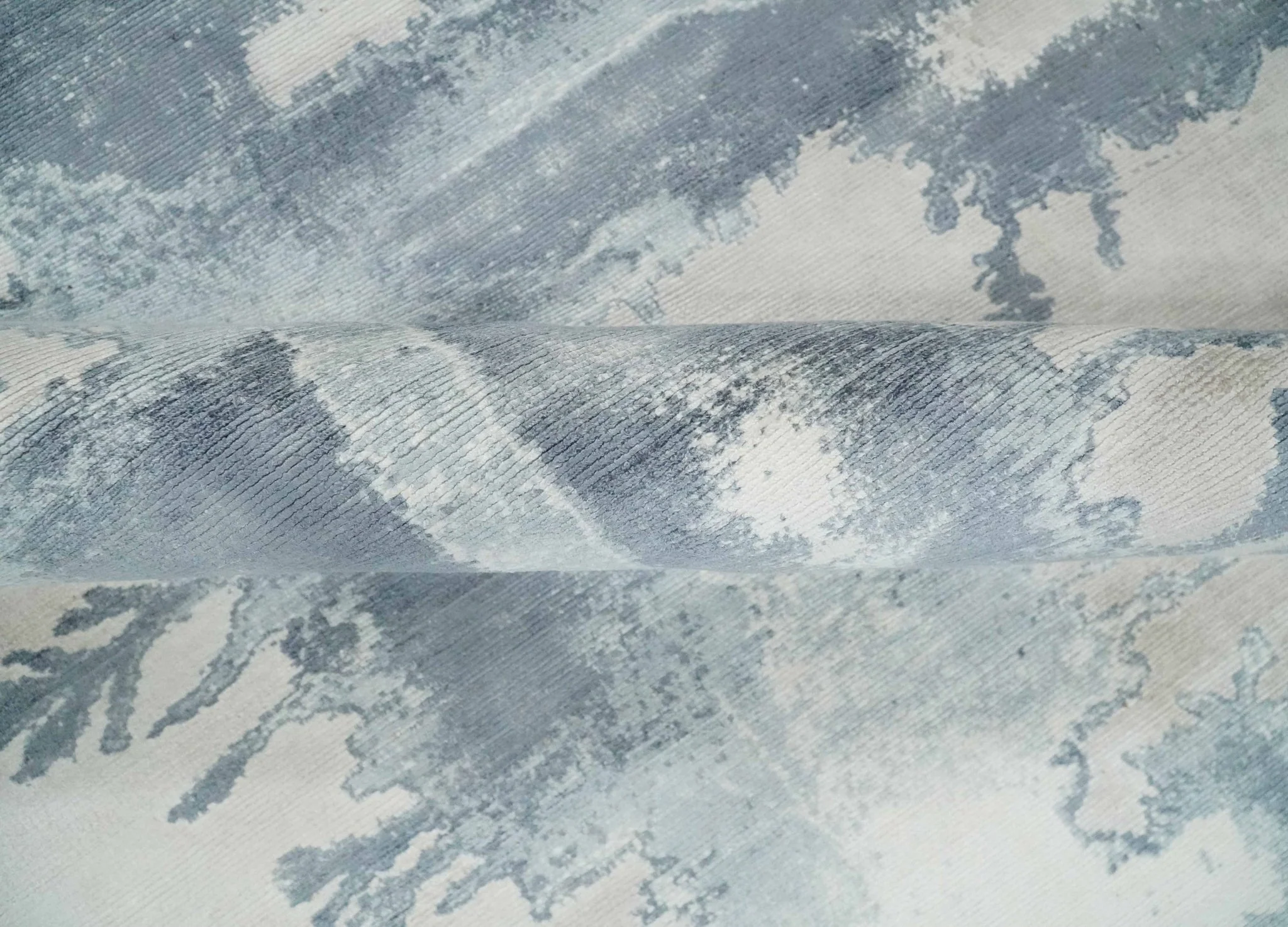 8x10 Beige and Gray Modern Abstract Handmade Fine Art Silk Area Rug - Image 7
