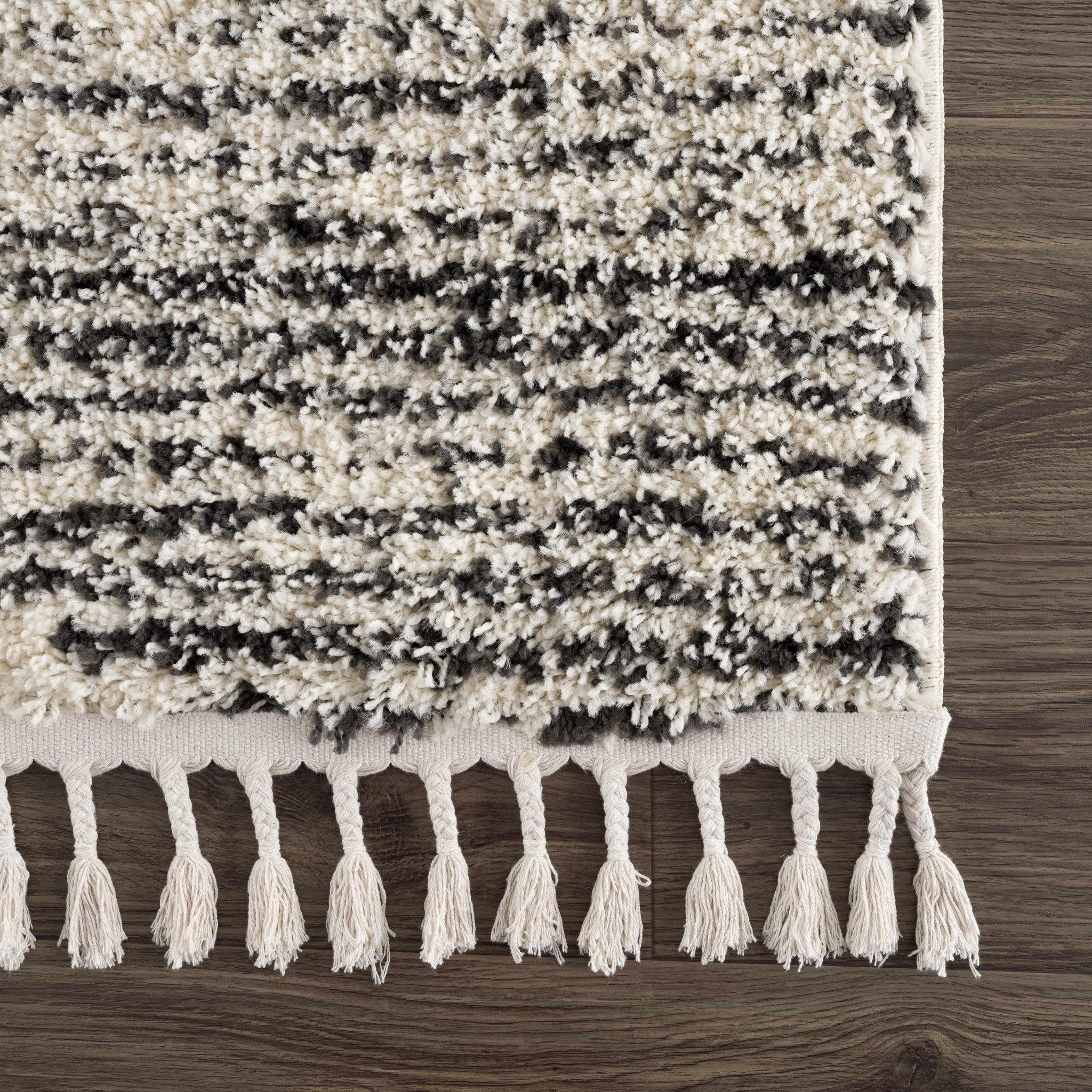 Beige and Charcoal Modern Geometrical Plush Pile Moroccan Style Area Rug - Image 12