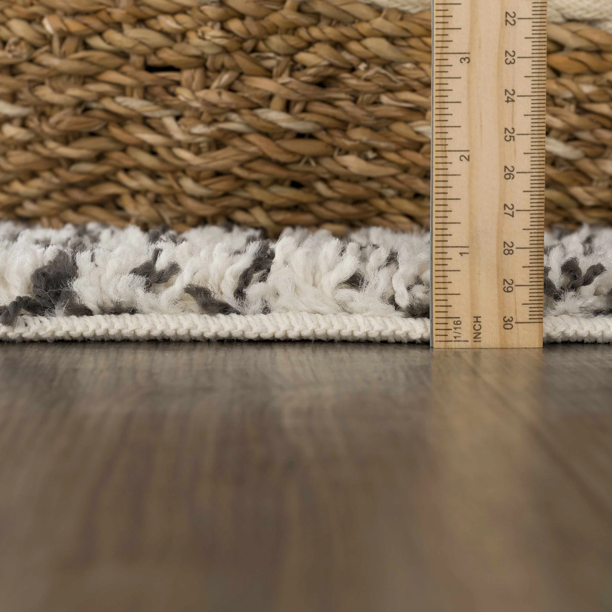Beige and Charcoal Modern Geometrical Plush Pile Moroccan Style Area Rug - Image 13