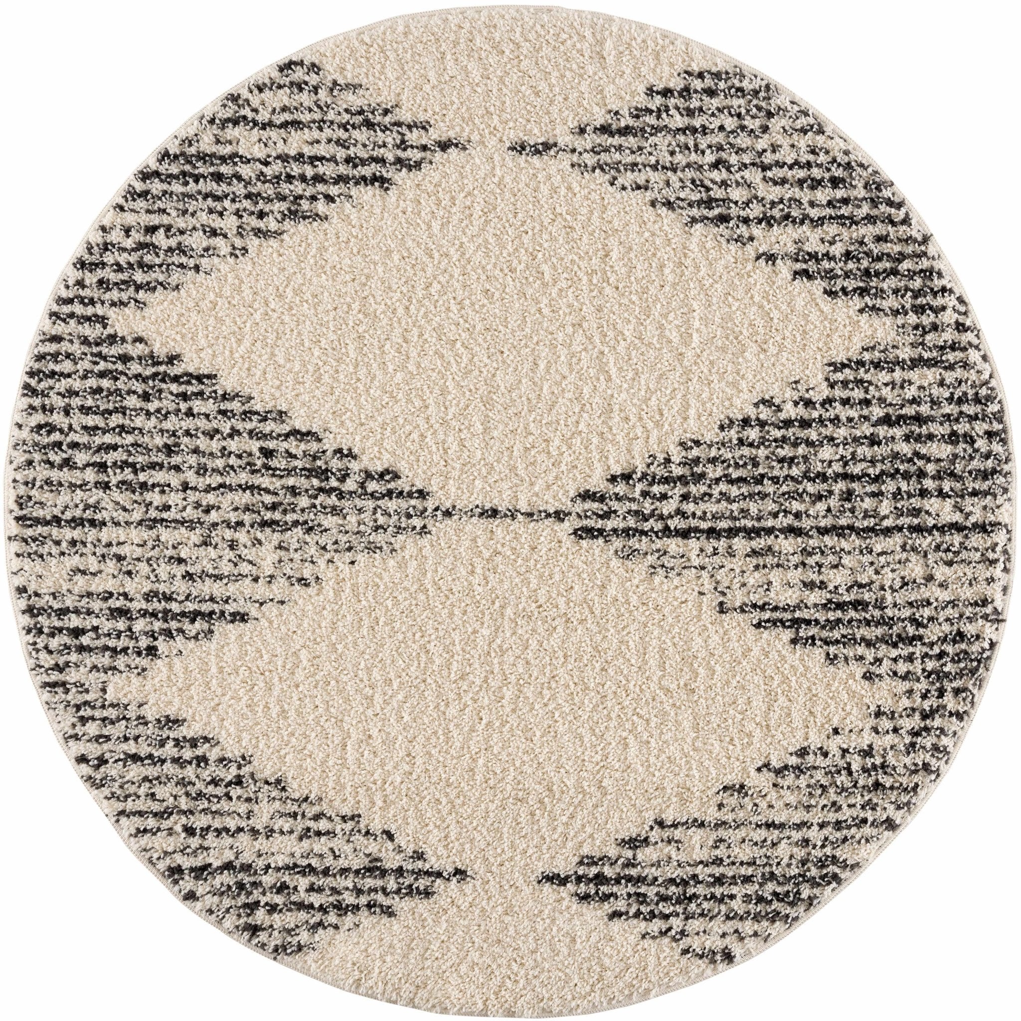 Beige and Charcoal Modern Geometrical Plush Pile Moroccan Style Area Rug - Image 6