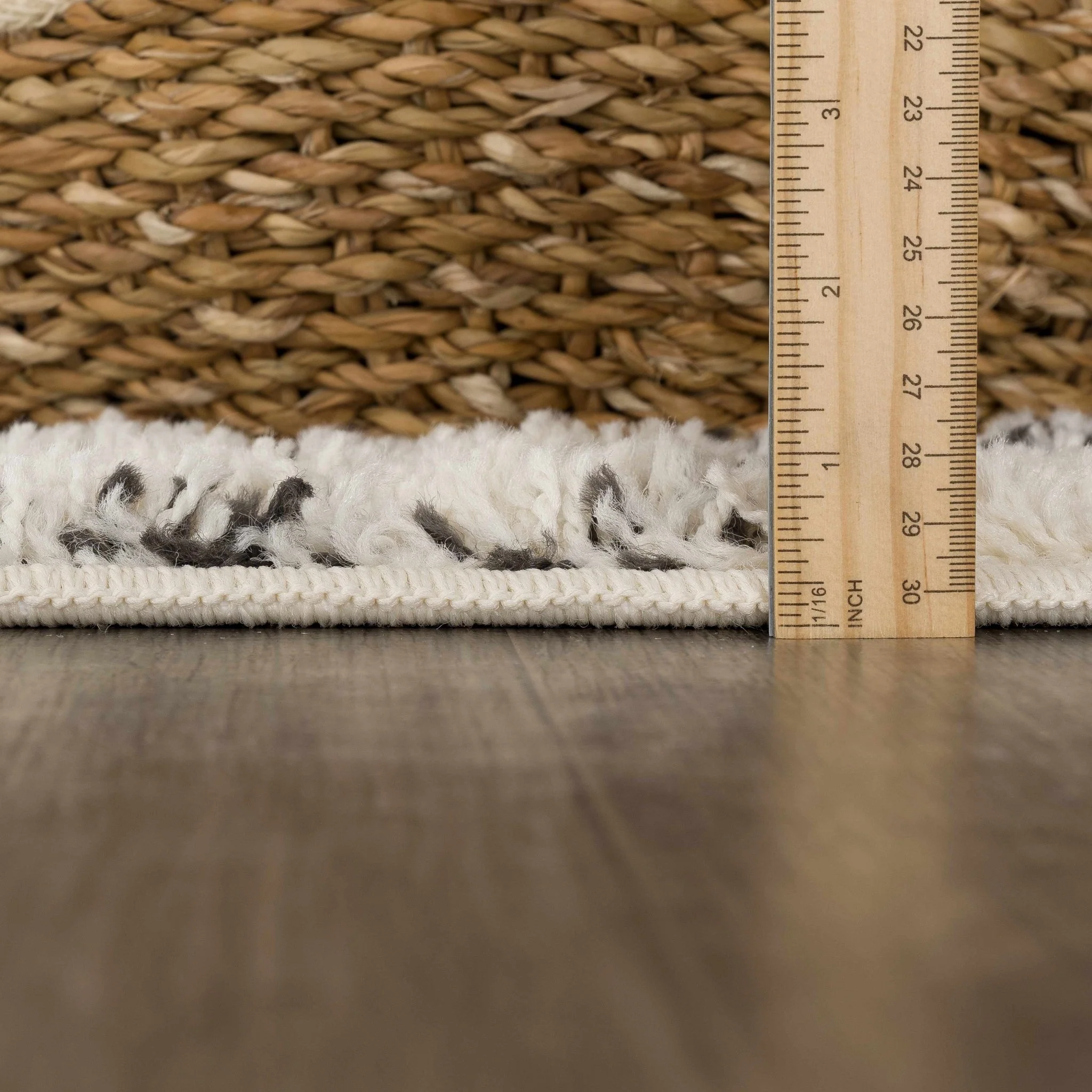 Beige and Charcoal Plush Pile Moroccan Style Tribal Trellis Area Rug - Image 12