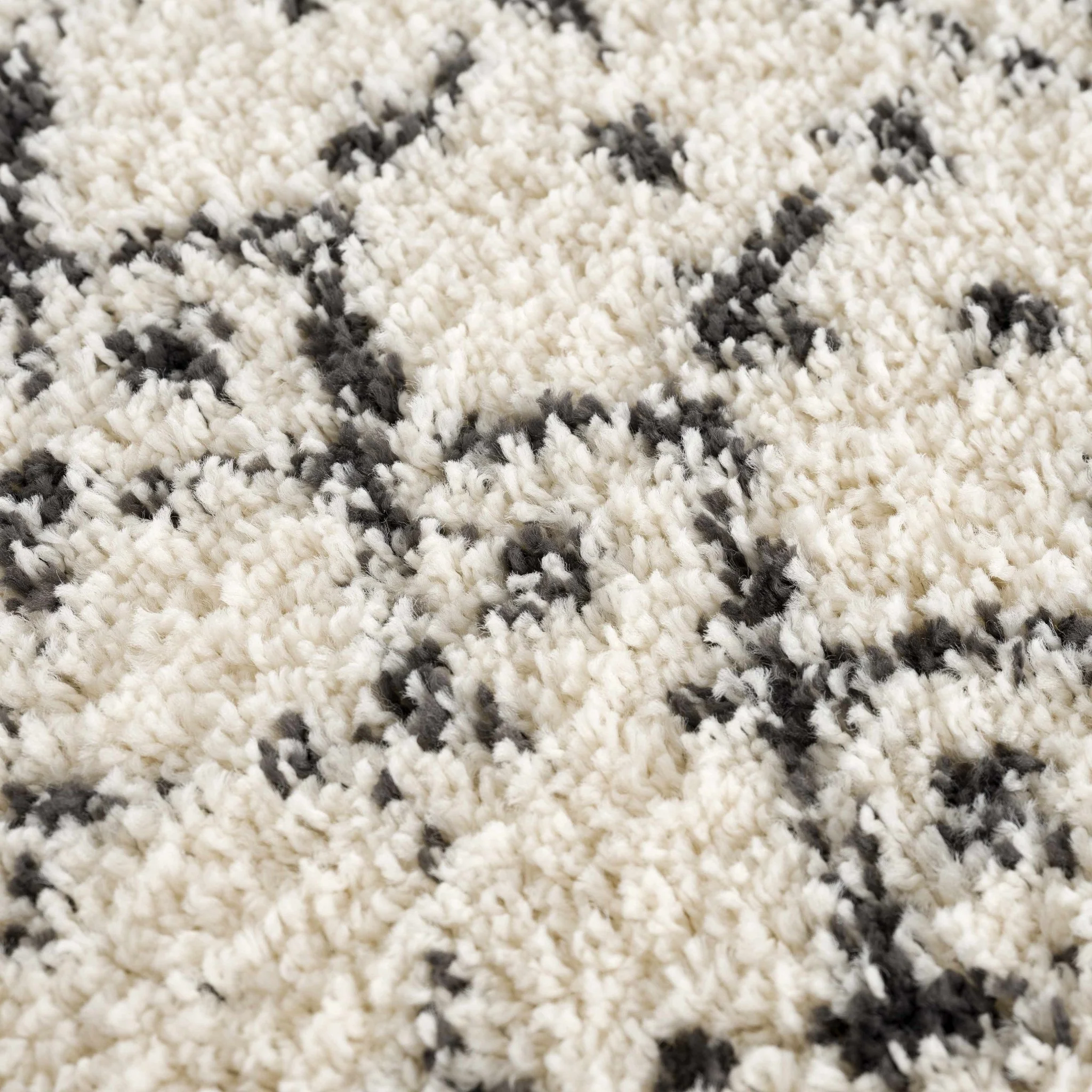 Beige and Charcoal Plush Pile Moroccan Style Tribal Trellis Area Rug - Image 13