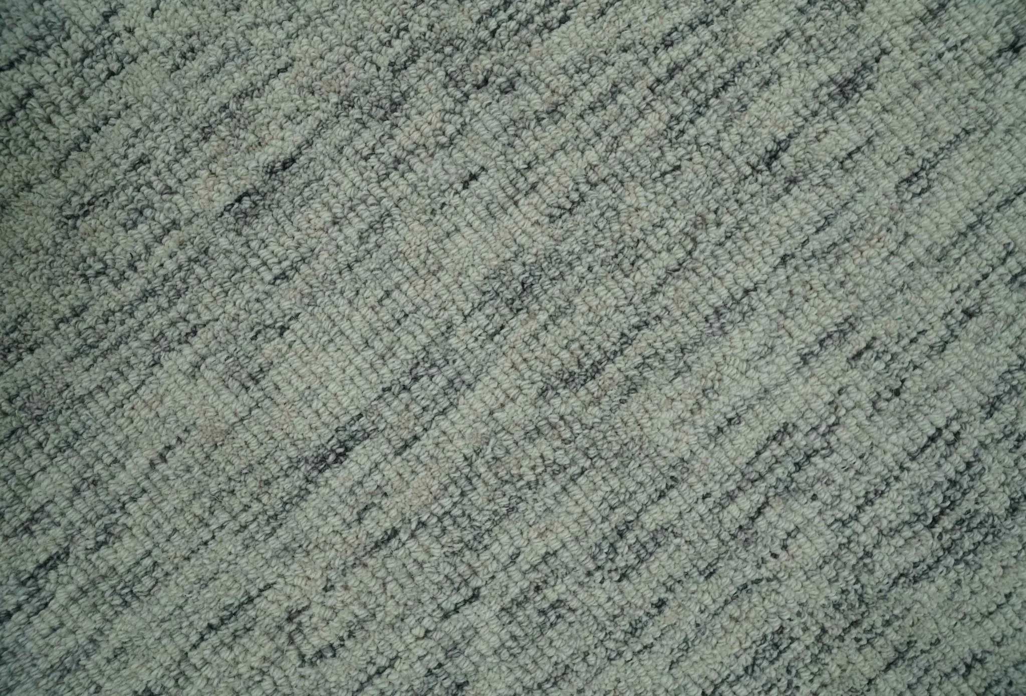 Modern Beige and Charcoal Solid Shaded Hand Tufted Natural Wool Area Rug - Image 2