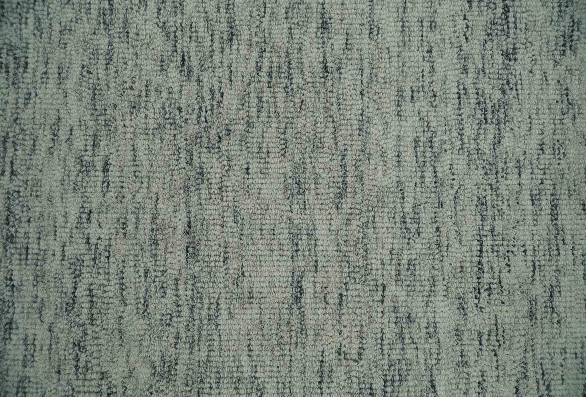 Modern Beige and Charcoal Solid Shaded Hand Tufted Natural Wool Area Rug - Image 4