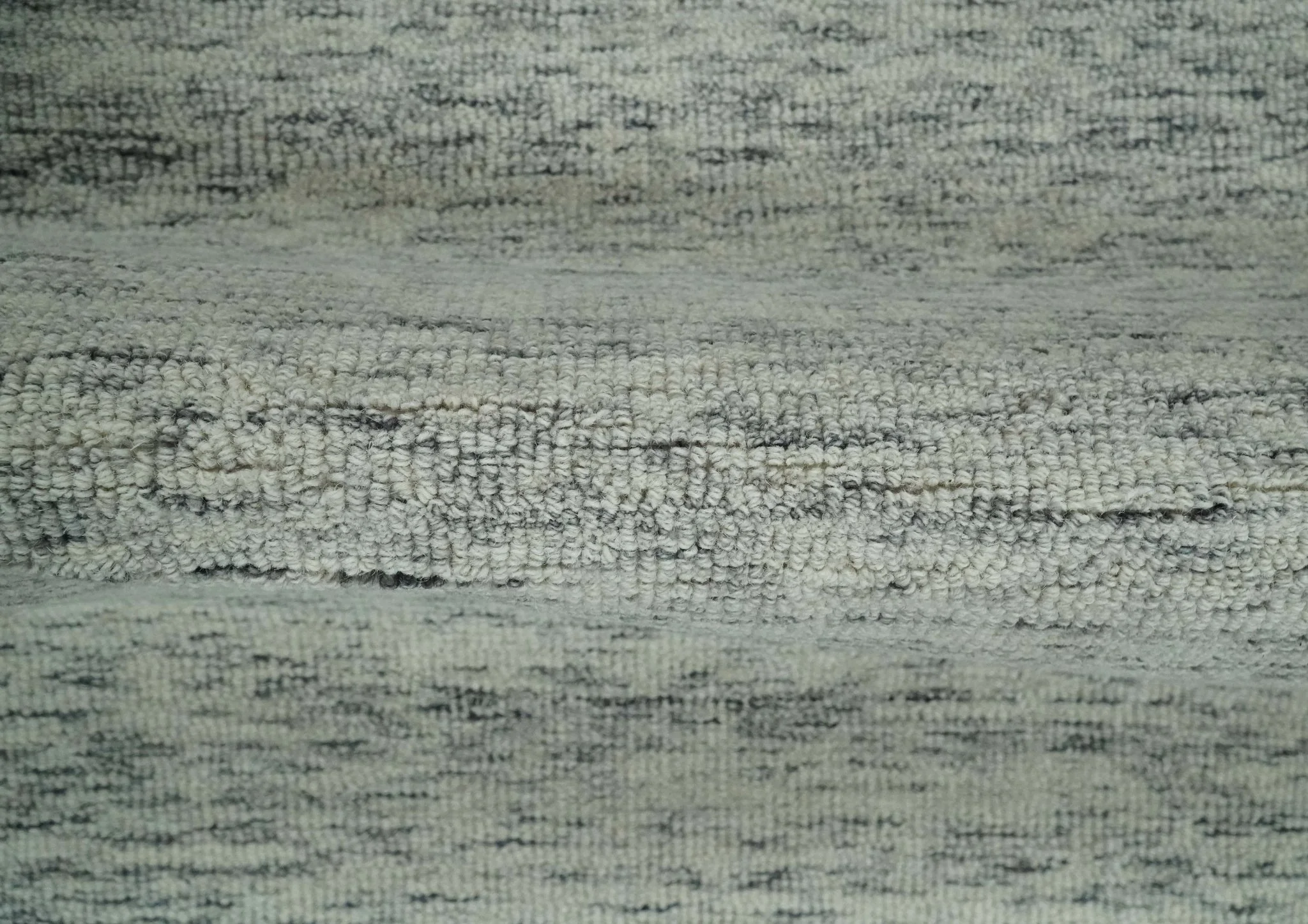 Modern Beige and Charcoal Solid Shaded Hand Tufted Natural Wool Area Rug - Image 5