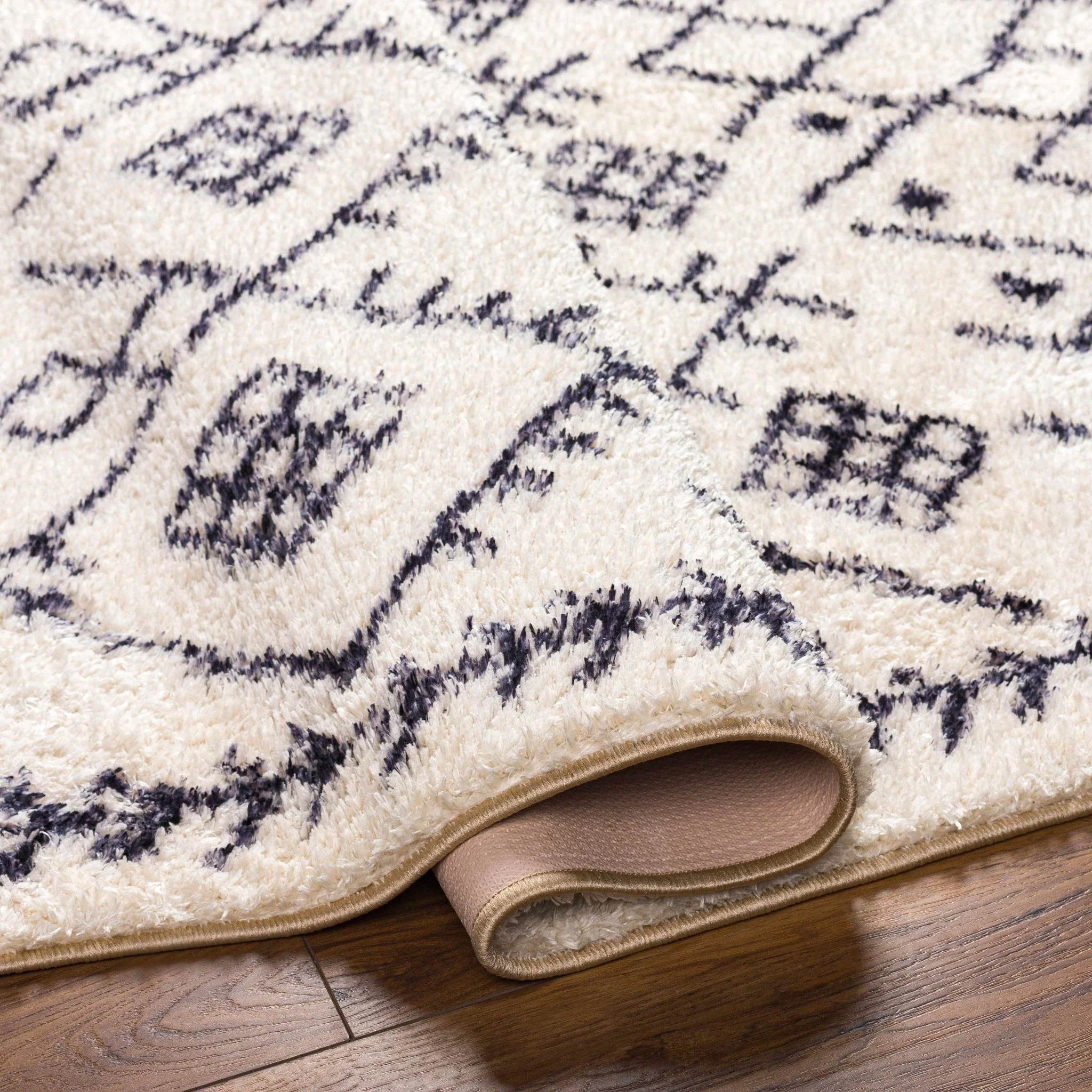 Ivory and Charcoal Machine Woven Moroccan Design Washable Tribal Design Rug - Image 7