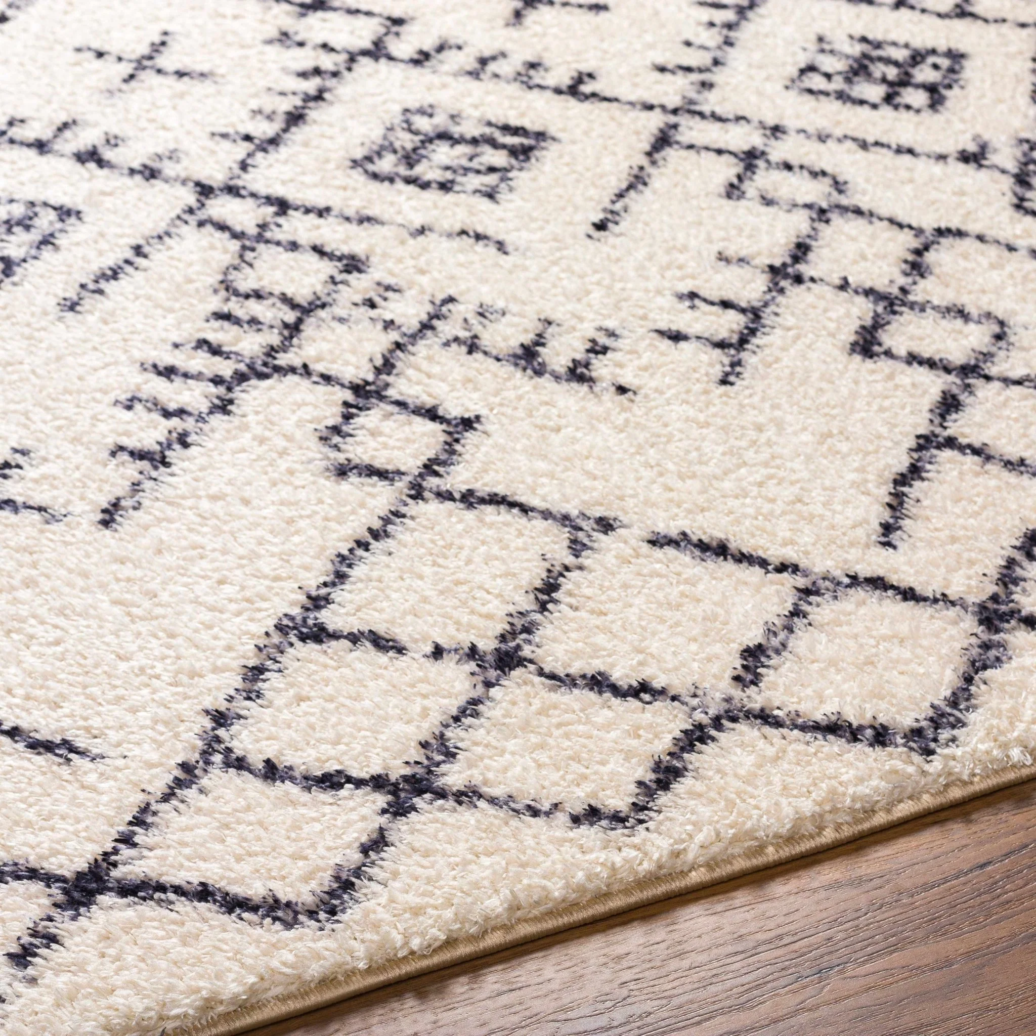 Ivory and Charcoal Machine Woven Moroccan Design Washable Tribal Design Rug - Image 8