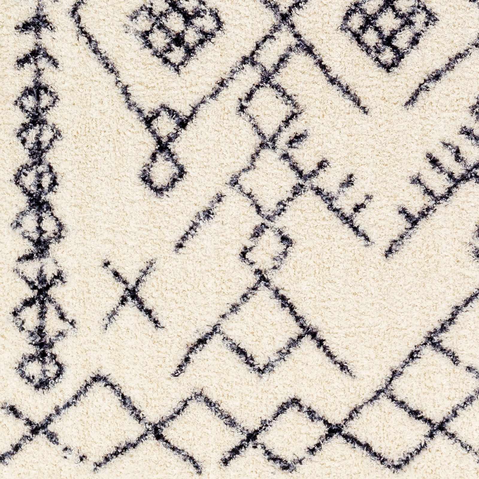 Ivory and Charcoal Machine Woven Moroccan Design Washable Tribal Design Rug - Image 9