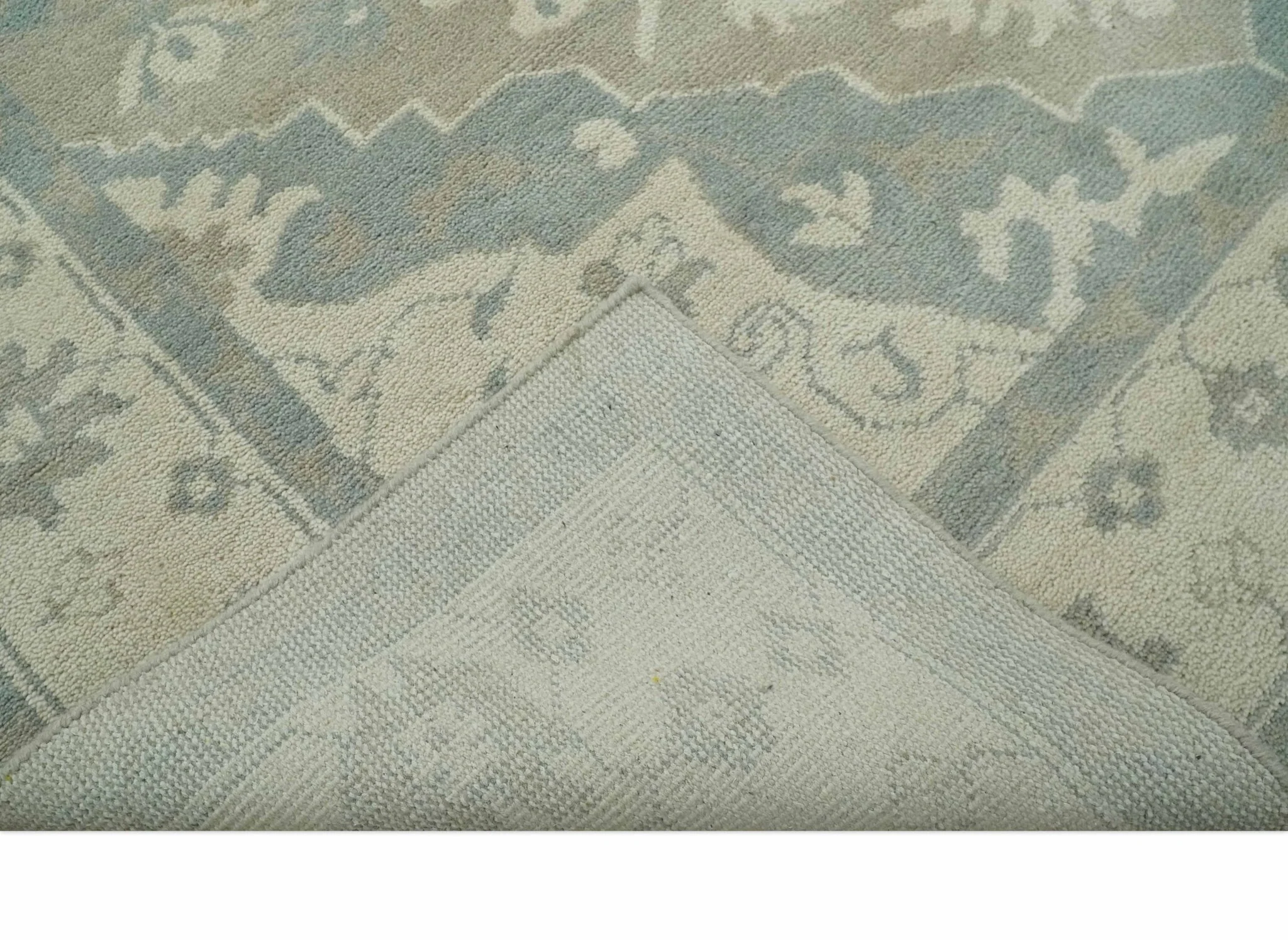 Custom Made Beige and Charcoal Traditional Heriz Medallion Hand Knotted wool Area Rug - Image 8