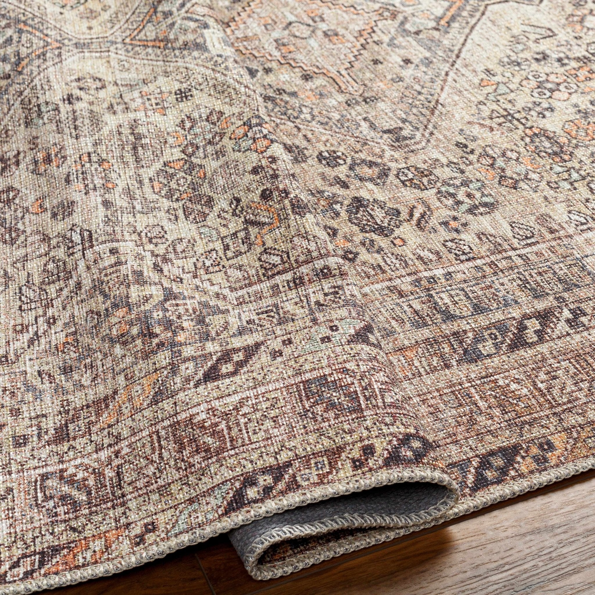 Vintage Style Beige and Charcoal Transitional Area Rug - Image 10