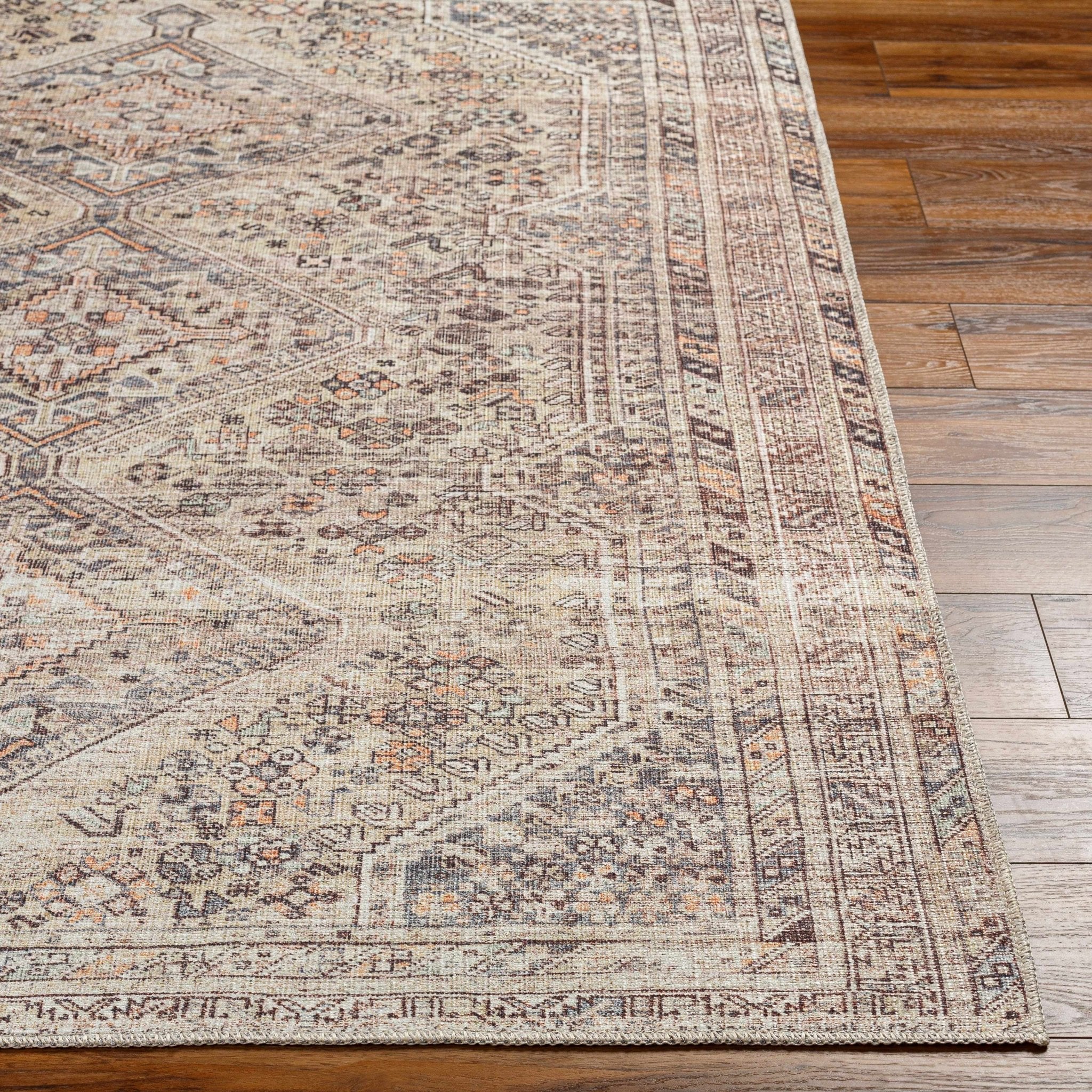 Vintage Style Beige and Charcoal Transitional Area Rug - Image 11