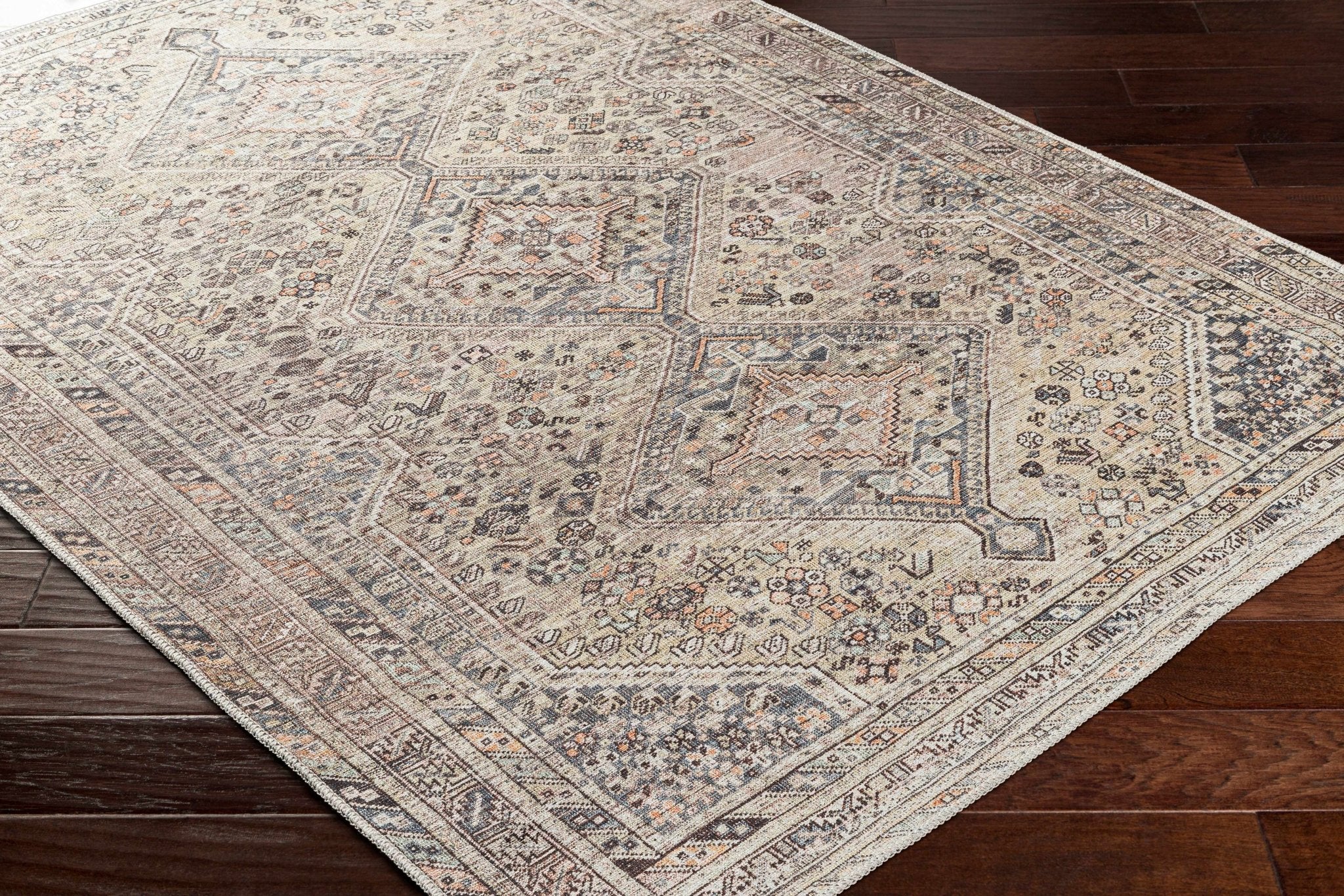 Vintage Style Beige and Charcoal Transitional Area Rug - Image 13
