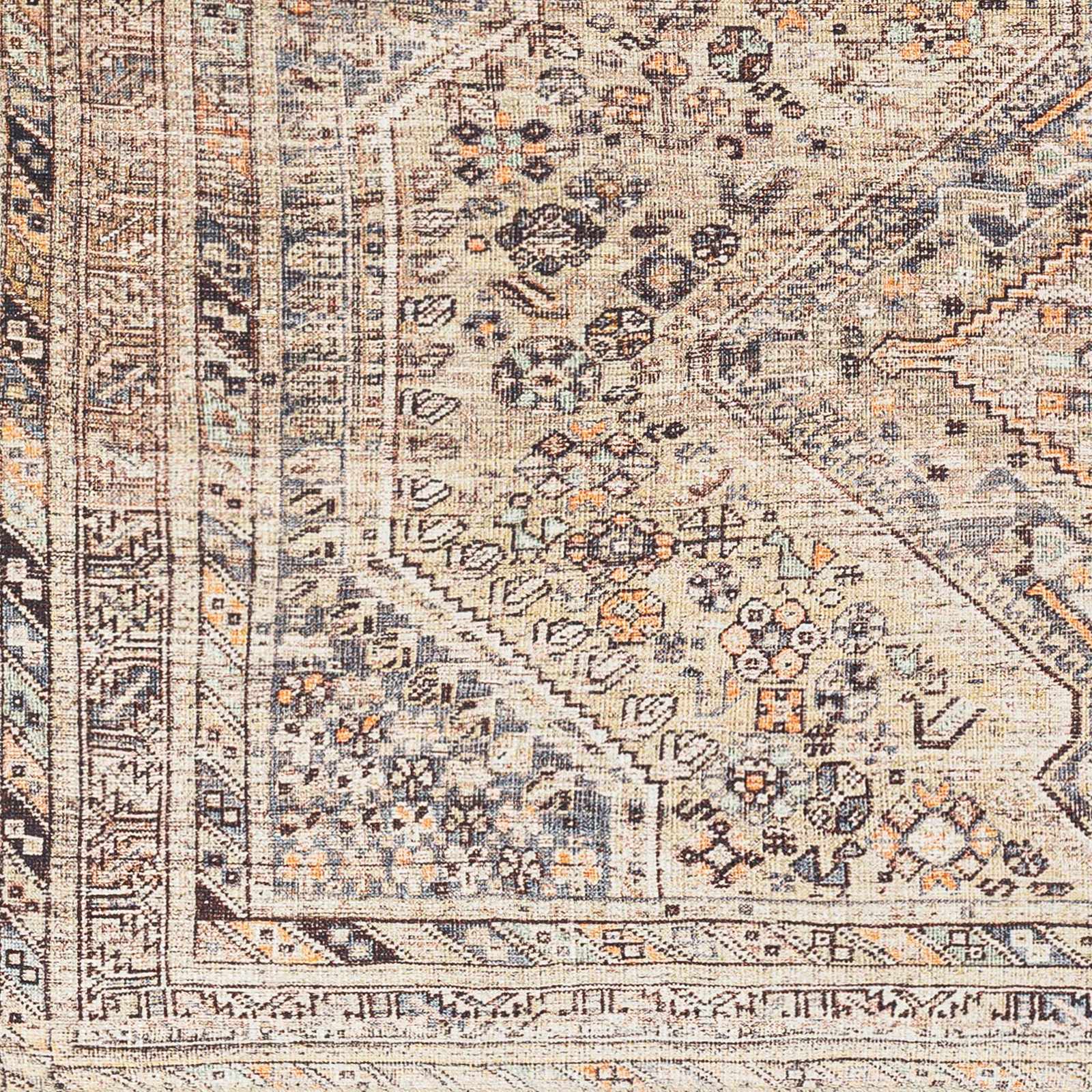Vintage Style Beige and Charcoal Transitional Area Rug - Image 8