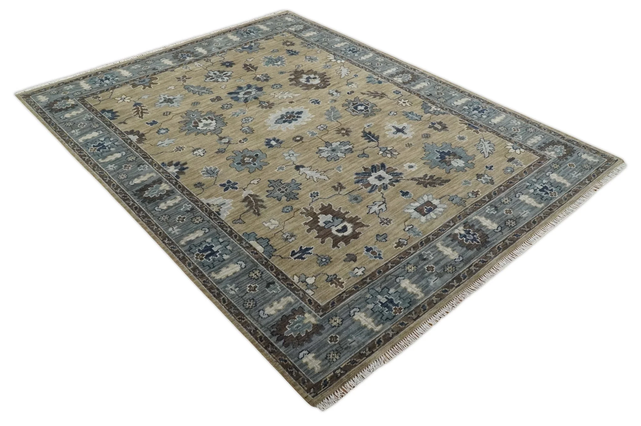 Traditional Beige and Gray Multi Size  Turkish Knot Antique Style Floral Hand knotted Oushak Wool Area Rug - Image 10