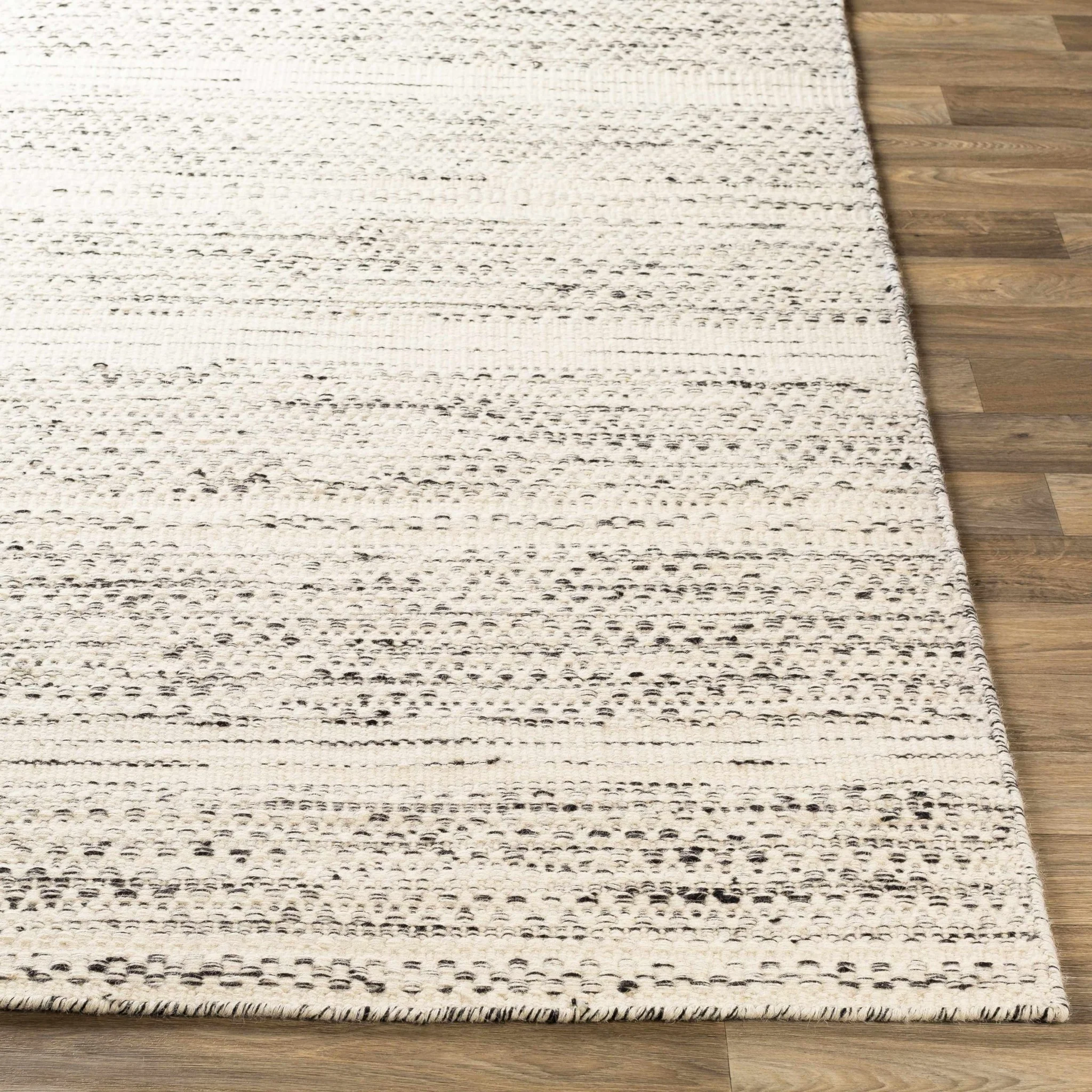 Contemporary Beige and Gray Hand Woven Chevron Design Wool Area Rug - Image 10