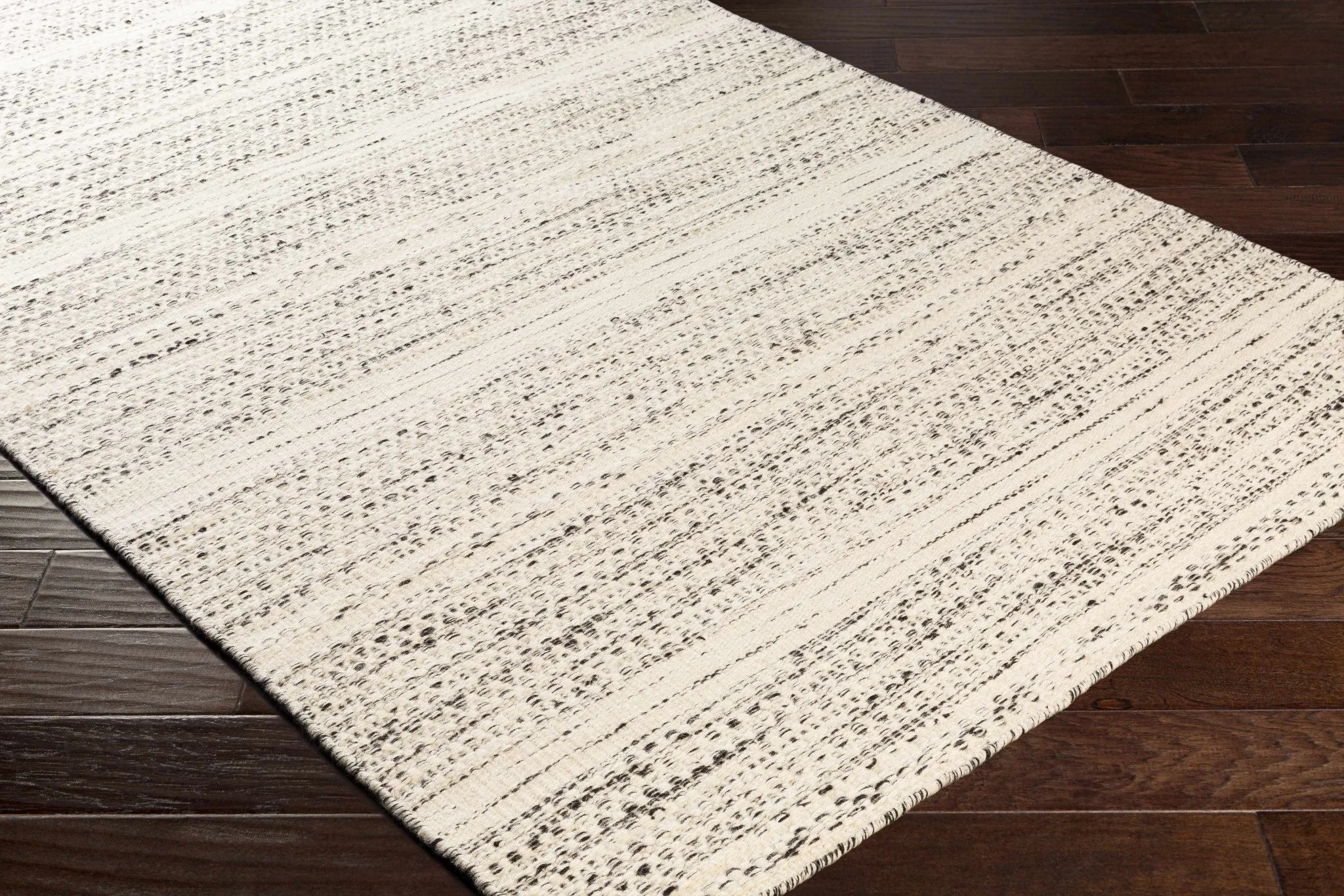Contemporary Beige and Gray Hand Woven Chevron Design Wool Area Rug - Image 9