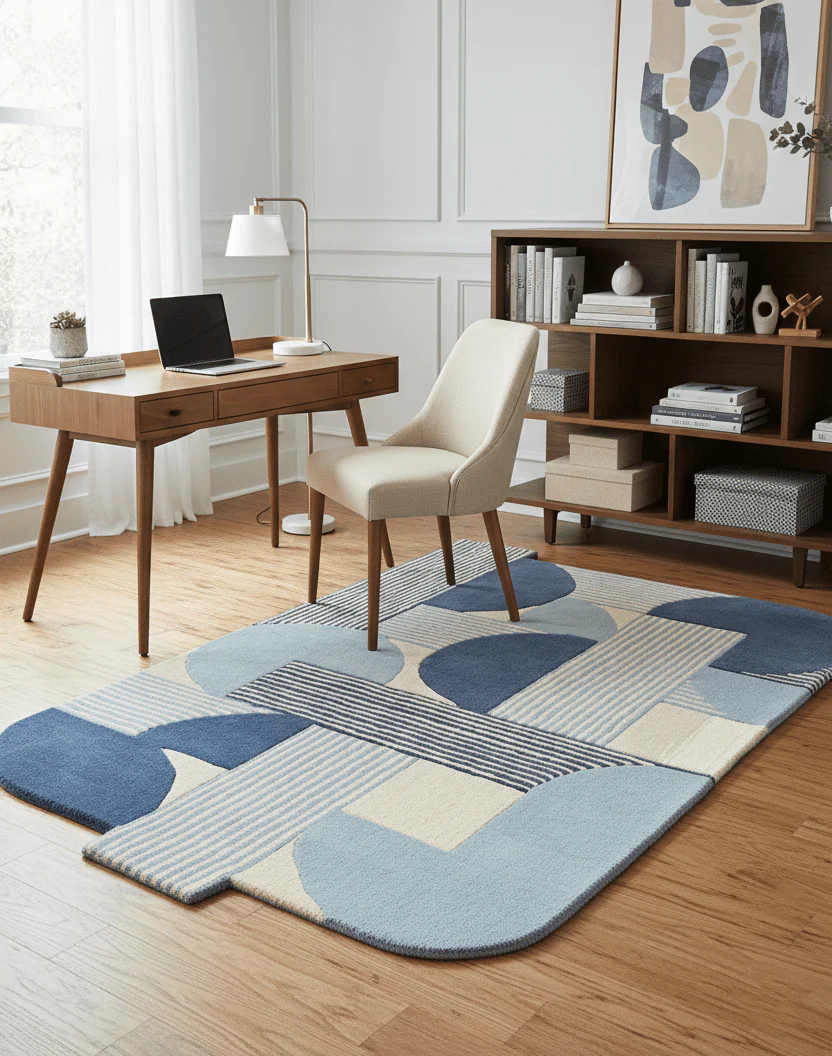 Beige And Gray Modern Stripes Hand Tufted 4x6 Wool Rug - Image 2