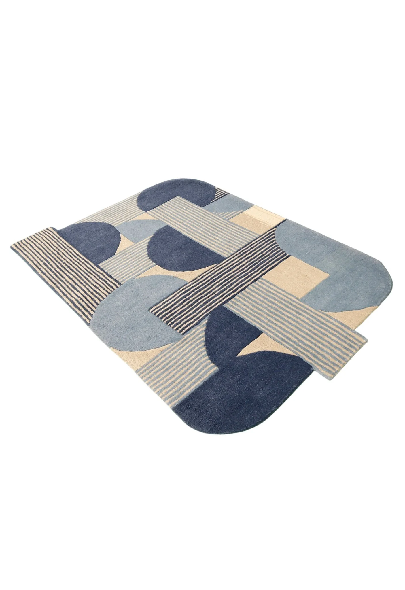 Beige And Gray Modern Stripes Hand Tufted 4x6 Wool Rug - Image 8
