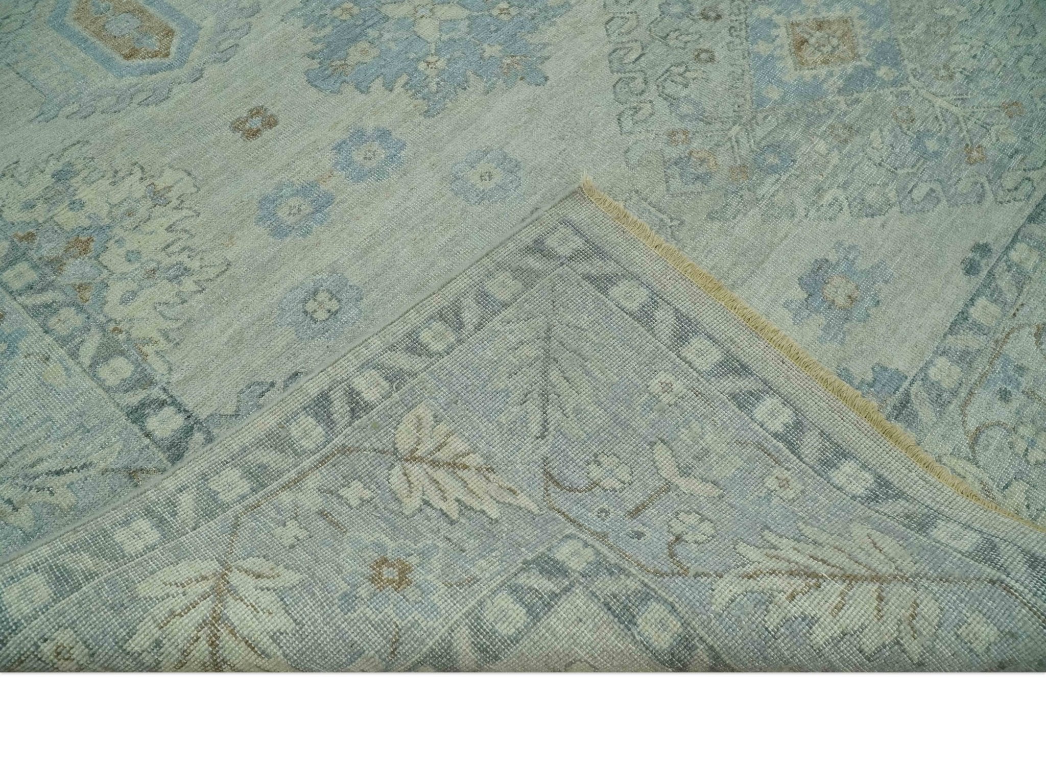 Custom Made Distressed Finished Beige and Gray Traditional mamluk design Low Pile wool Rug - Image 7