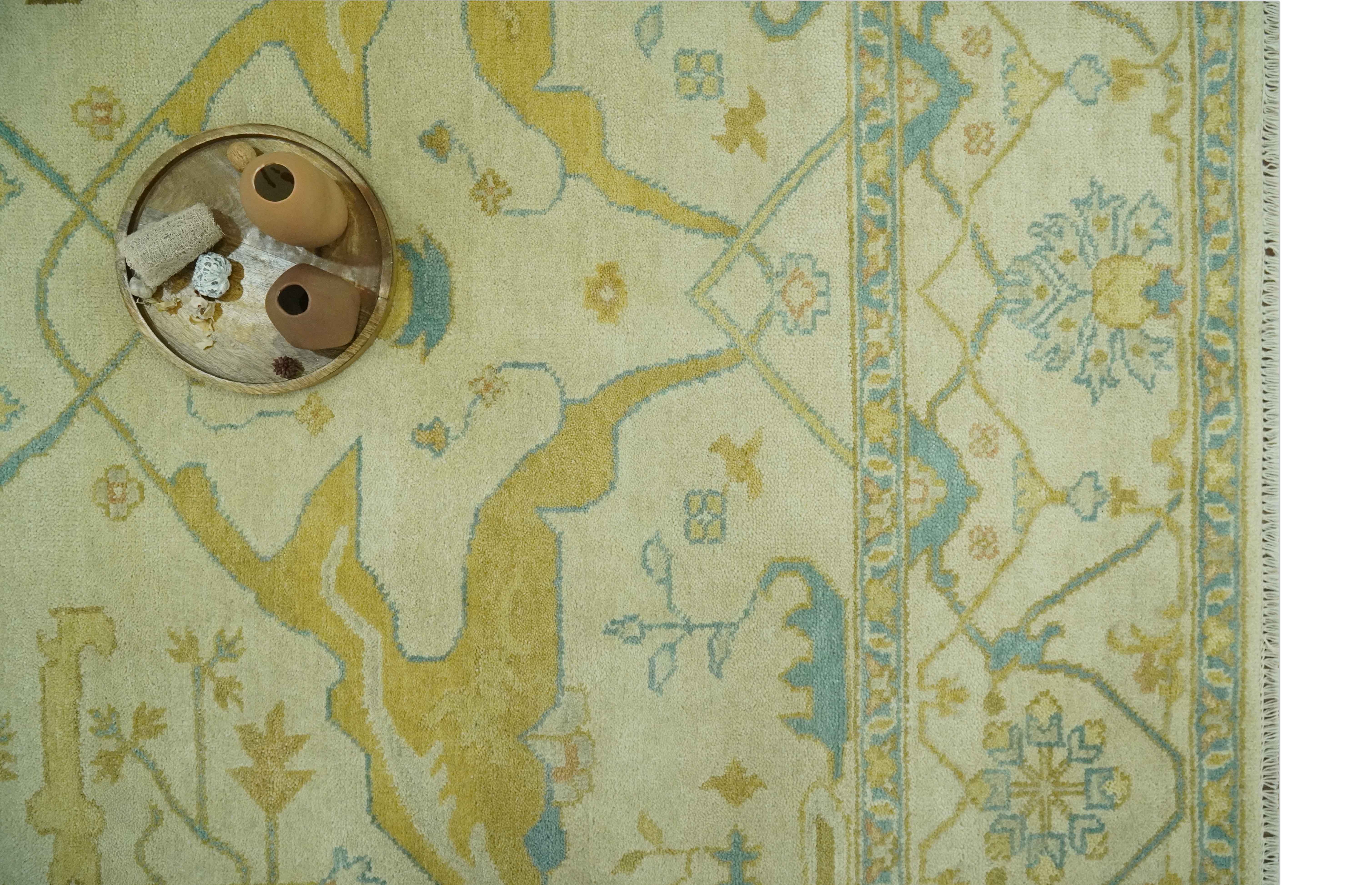 Hand Knotted Beige and Gray 8x10 Traditional Oriental Oushak wool area rug - Image 10