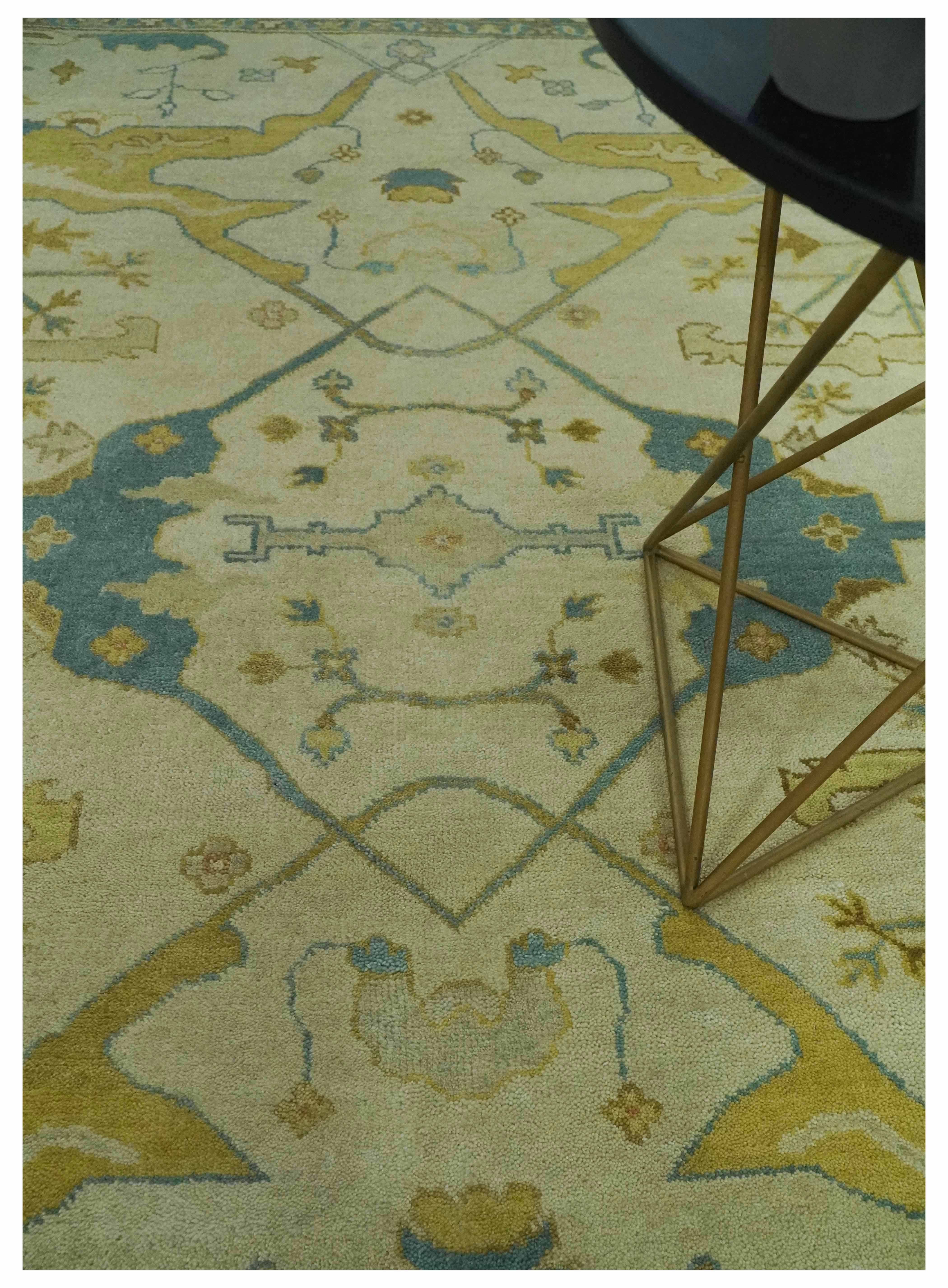 Hand Knotted Beige and Gray 8x10 Traditional Oriental Oushak wool area rug - Image 2
