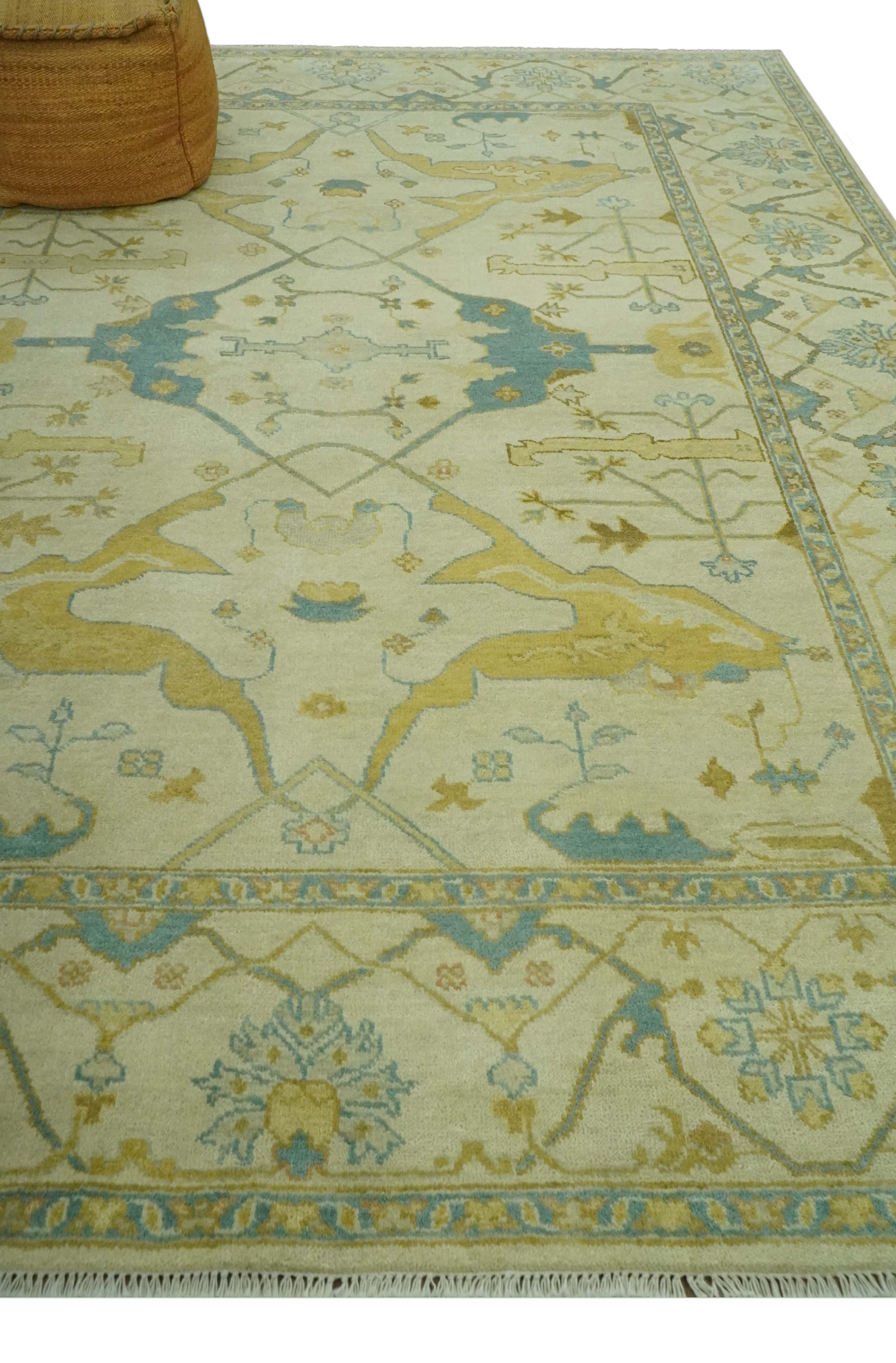 Hand Knotted Beige and Gray 8x10 Traditional Oriental Oushak wool area rug - Image 3