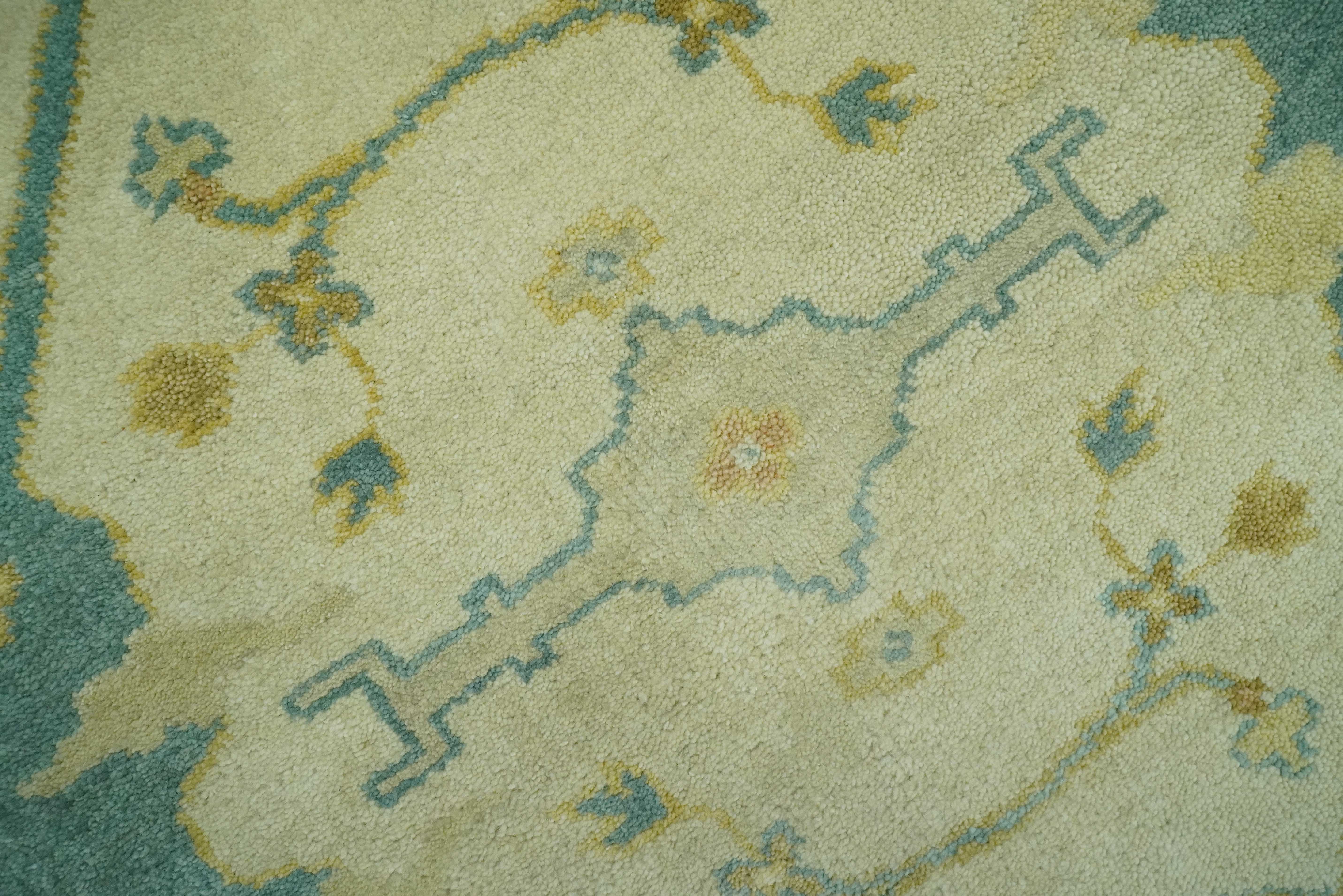 Hand Knotted Beige and Gray 8x10 Traditional Oriental Oushak wool area rug - Image 4