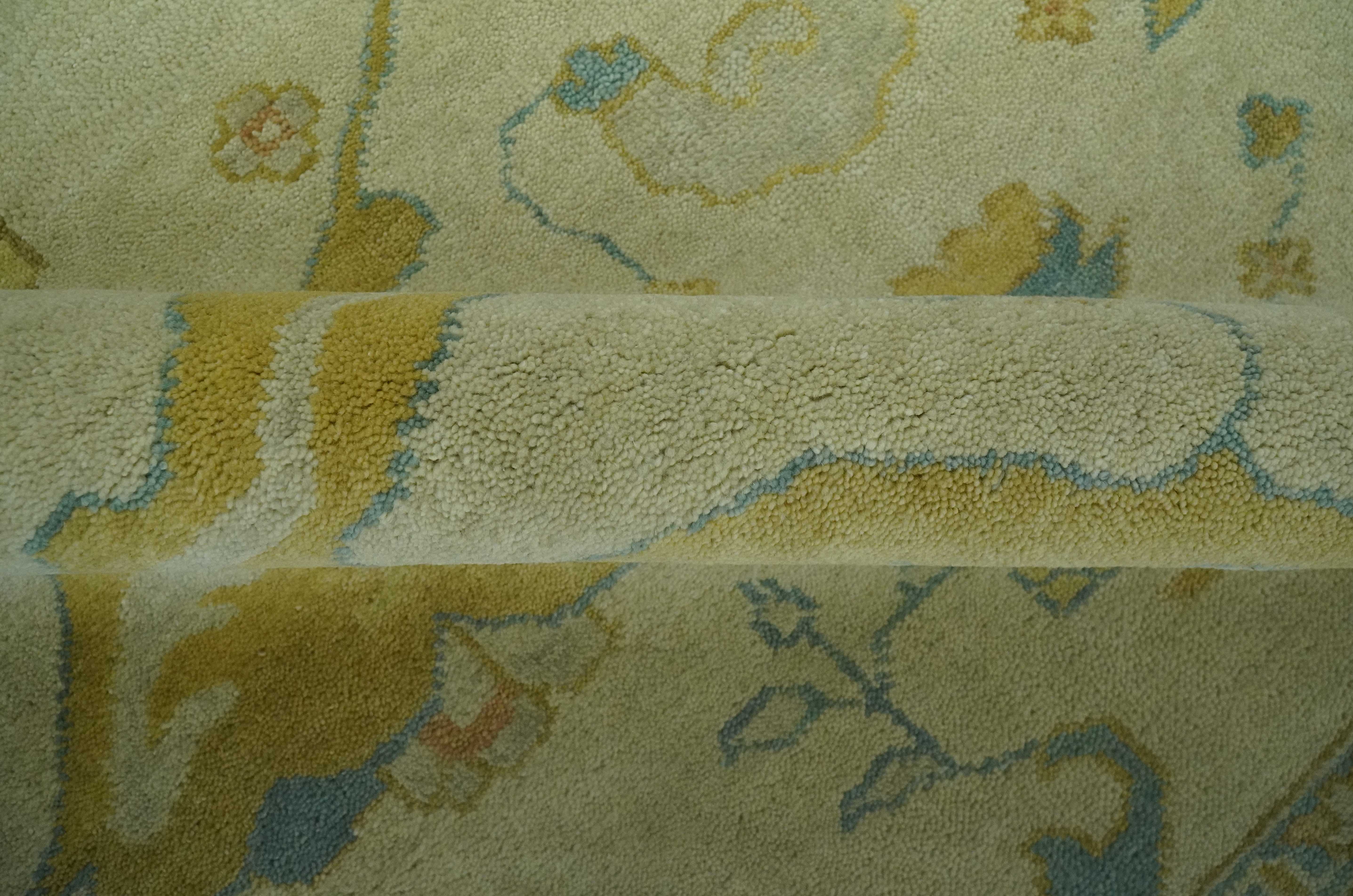 Hand Knotted Beige and Gray 8x10 Traditional Oriental Oushak wool area rug - Image 6