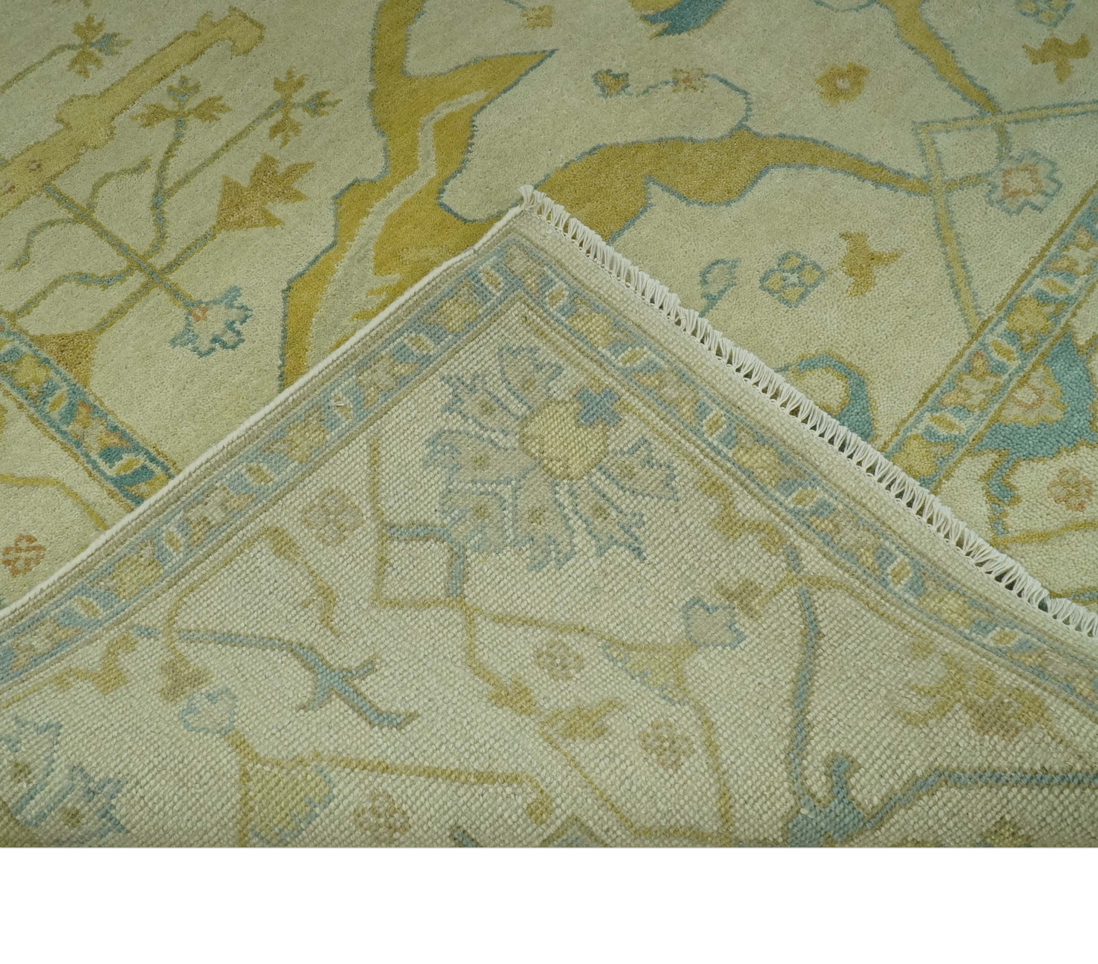 Hand Knotted Beige and Gray 8x10 Traditional Oriental Oushak wool area rug - Image 7