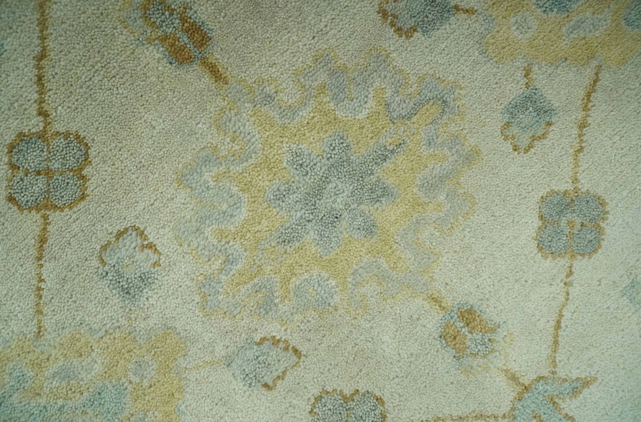 Beige and Gray 8x10 Hand Knotted Traditional Oriental Oushak wool area rug - Image 4