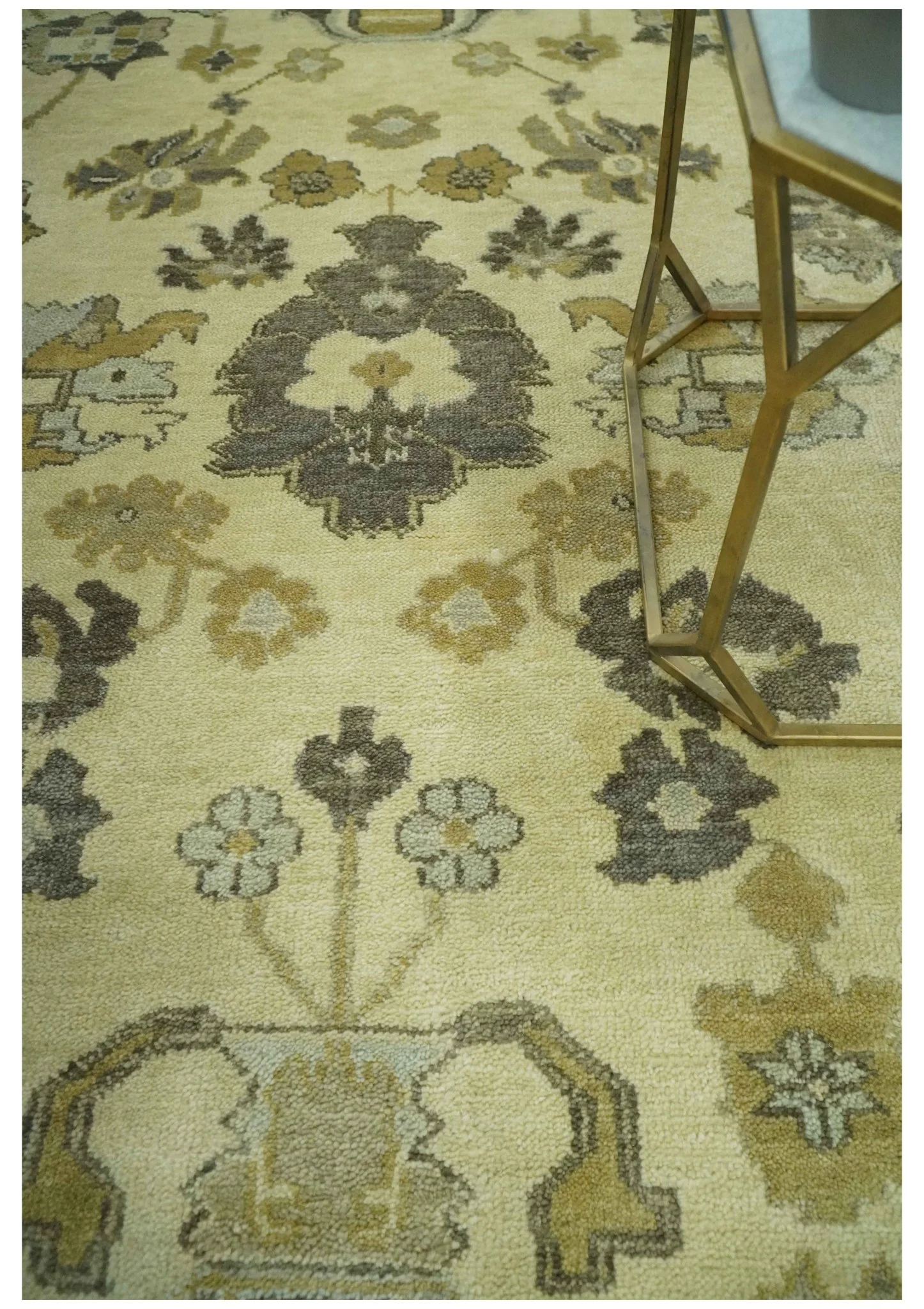 Beige and Gray 8x10 Hand Knotted Traditional Oriental Oushak Wool area rug - Image 2