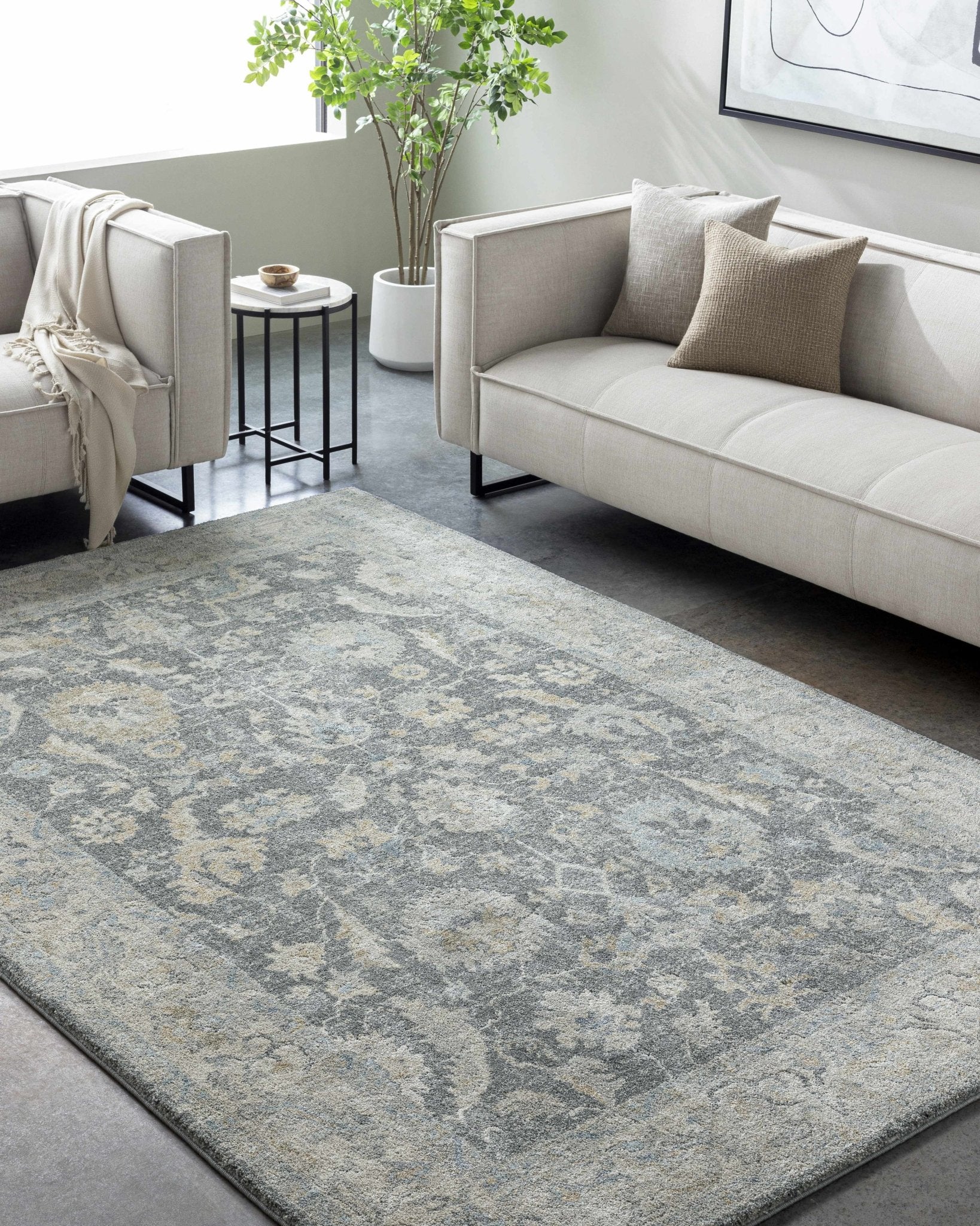 Beige And Gray Traditional Style Machine Woven Area Rug - Image 9