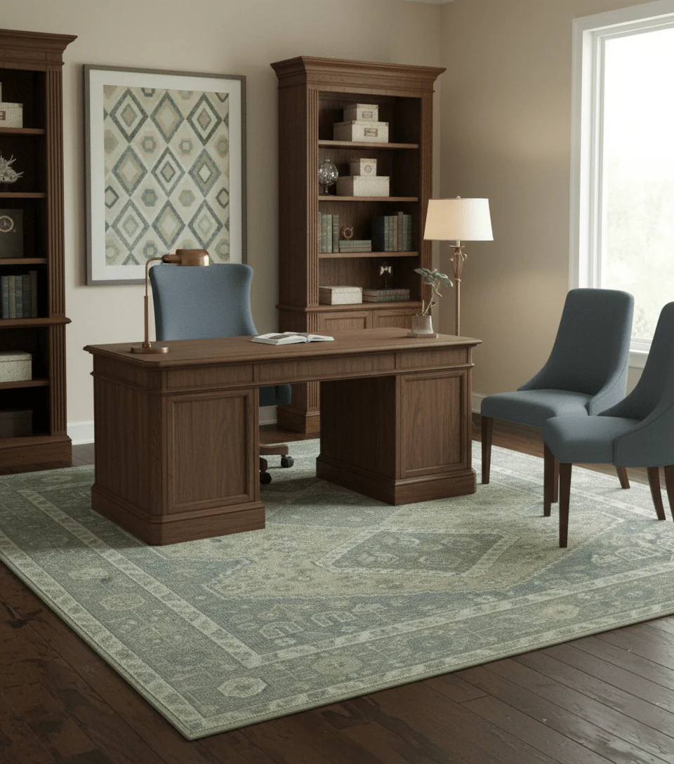Beige And Gray Traditional Turkish Design 8x10 Hand Knotted Wool Area Rug - Image 2