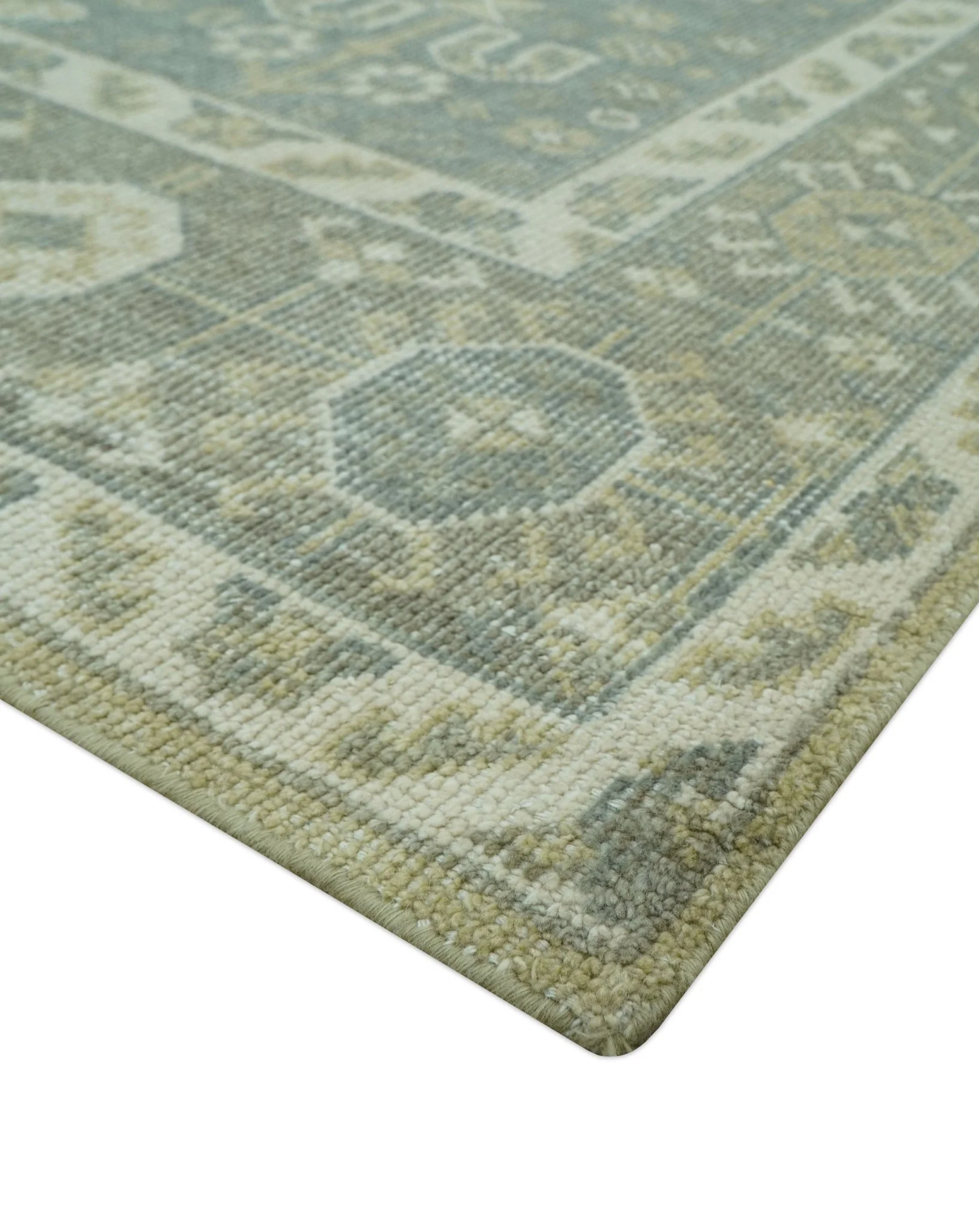 Beige And Gray Traditional Turkish Design 8x10 Hand Knotted Wool Area Rug - Image 4