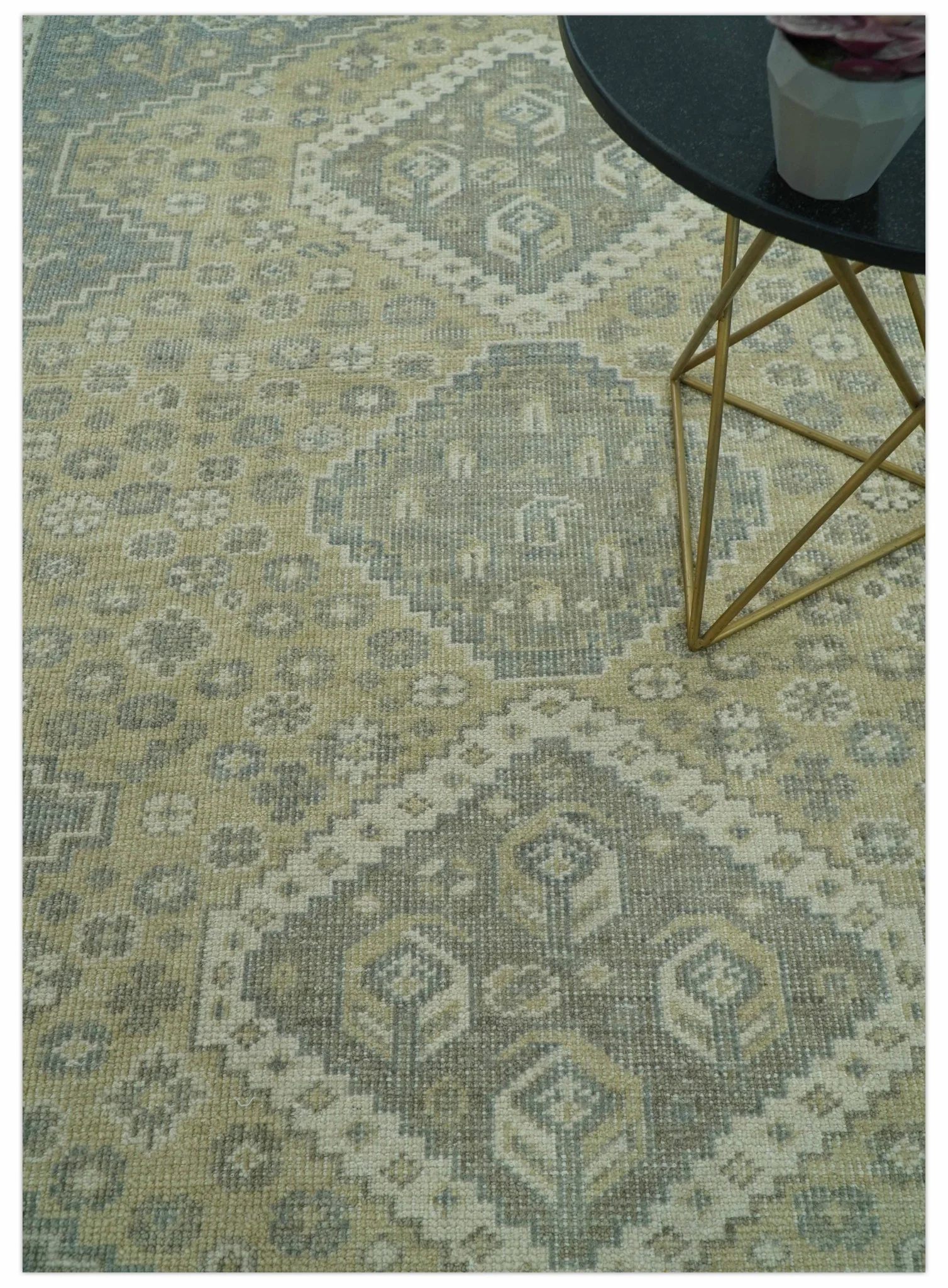 Beige And Gray Traditional Turkish Design 8x10 Hand Knotted Wool Area Rug - Image 8