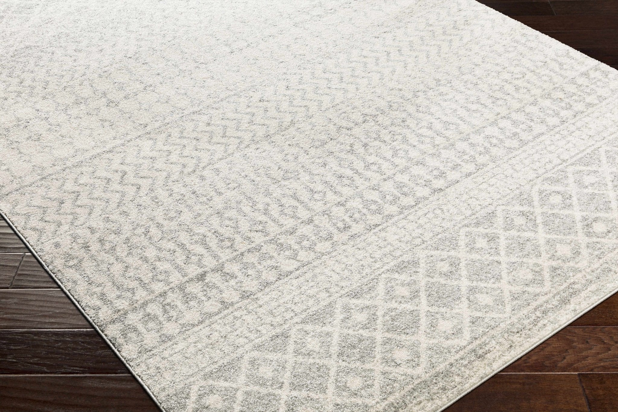 Beige and Gray Tribal Look Traditional Geometrical Design Multi Size Machine Woven Rug - Image 10