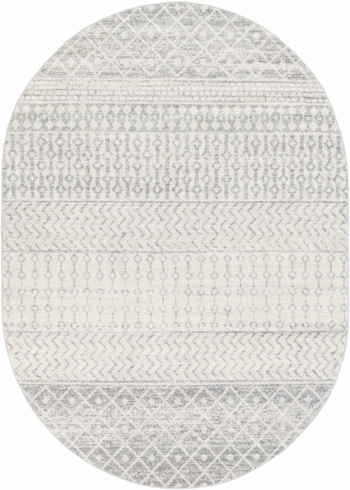 Beige and Gray Tribal Look Traditional Geometrical Design Multi Size Machine Woven Rug - Image 12
