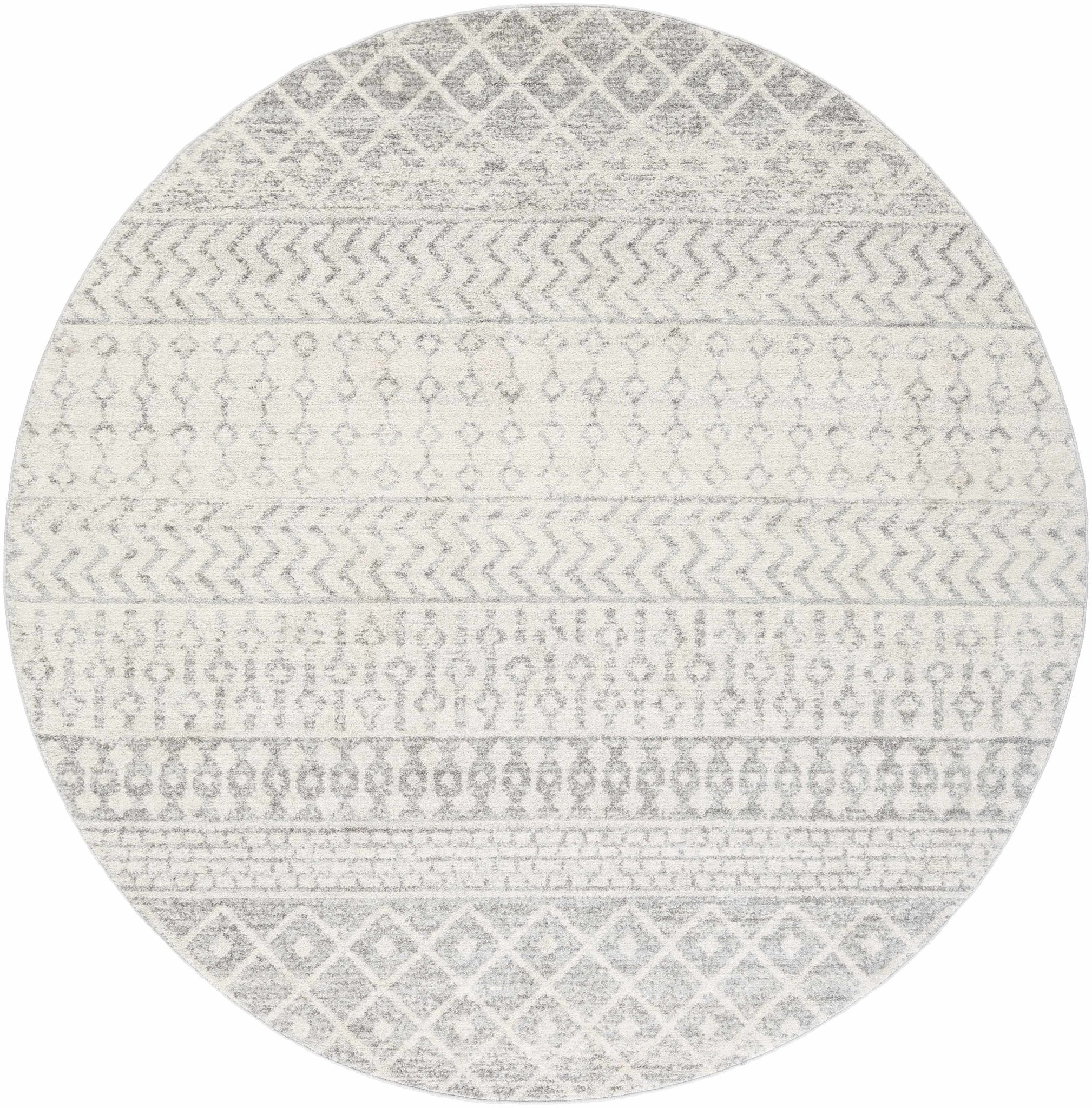 Beige and Gray Tribal Look Traditional Geometrical Design Multi Size Machine Woven Rug - Image 13